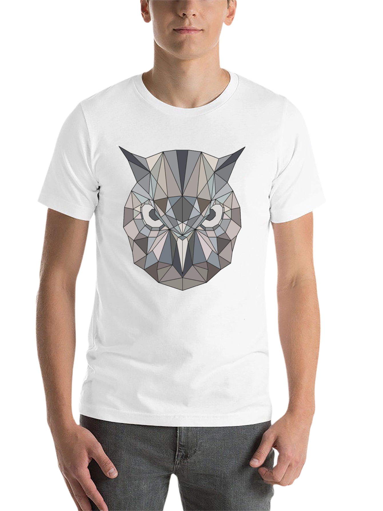 Black Geometric Owl Print Black T-Shirt view 14
