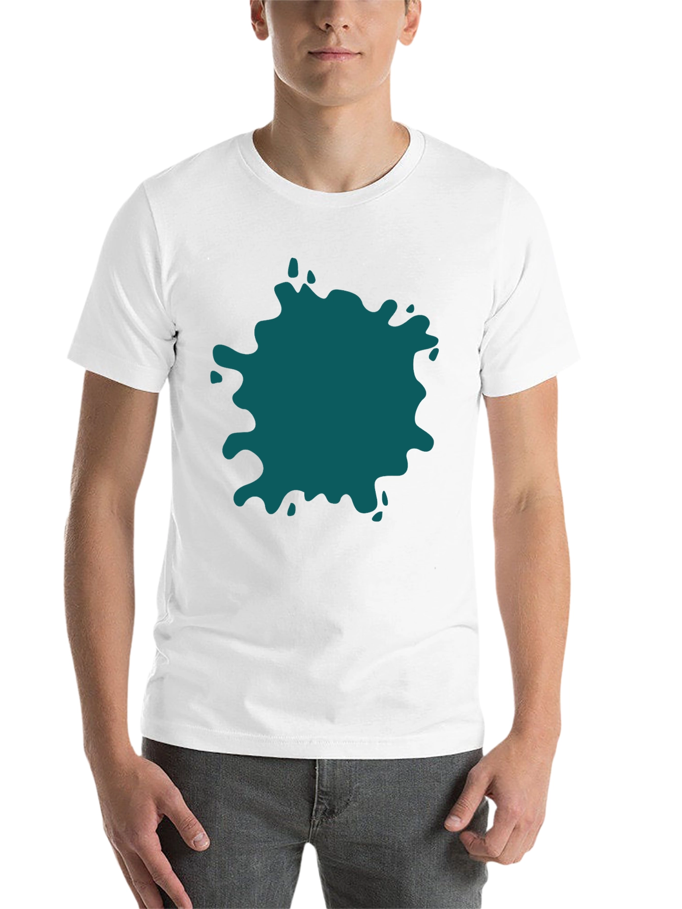 Black Bold Teal Splatter Black T-Shirt - Unique Design view 14