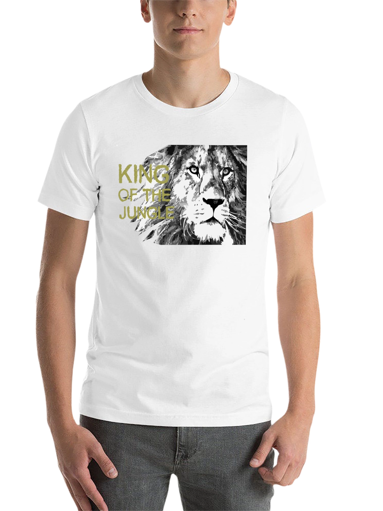 Black King of the Jungle Lion Graphic Black T-Shirt view 14