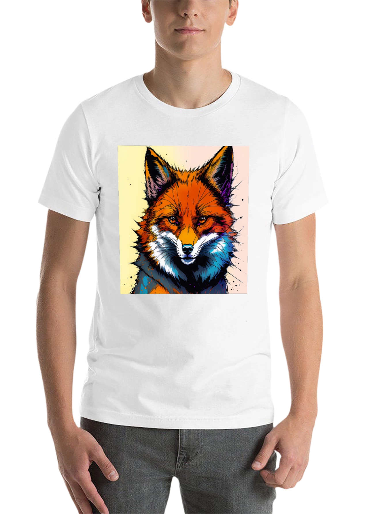 Black Artistic Fox Graphic Tee - Stylish & Unique view 14