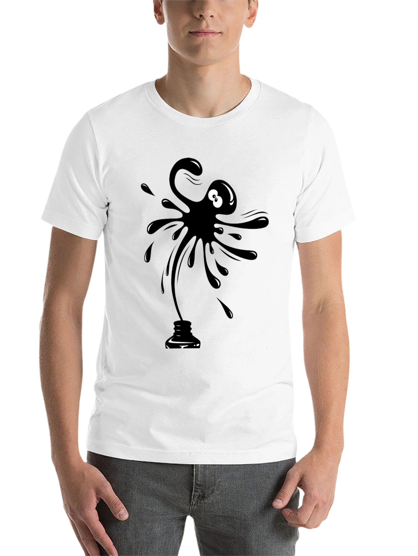 Black Black Ink Blob Graphic T-Shirt - Men's Casual Tee view 14