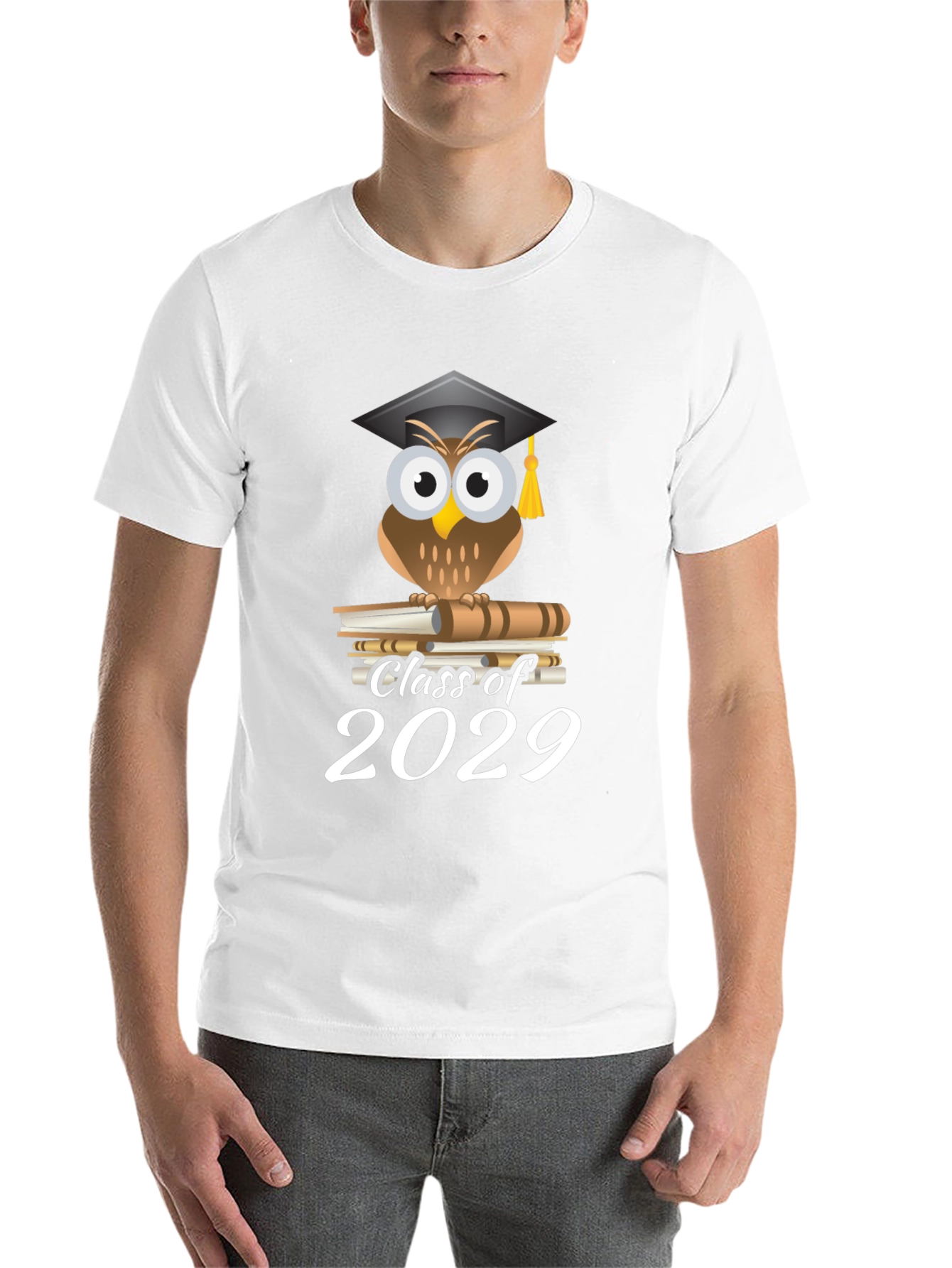 Black Class of 2029 Owl Graduation T-Shirt view 14
