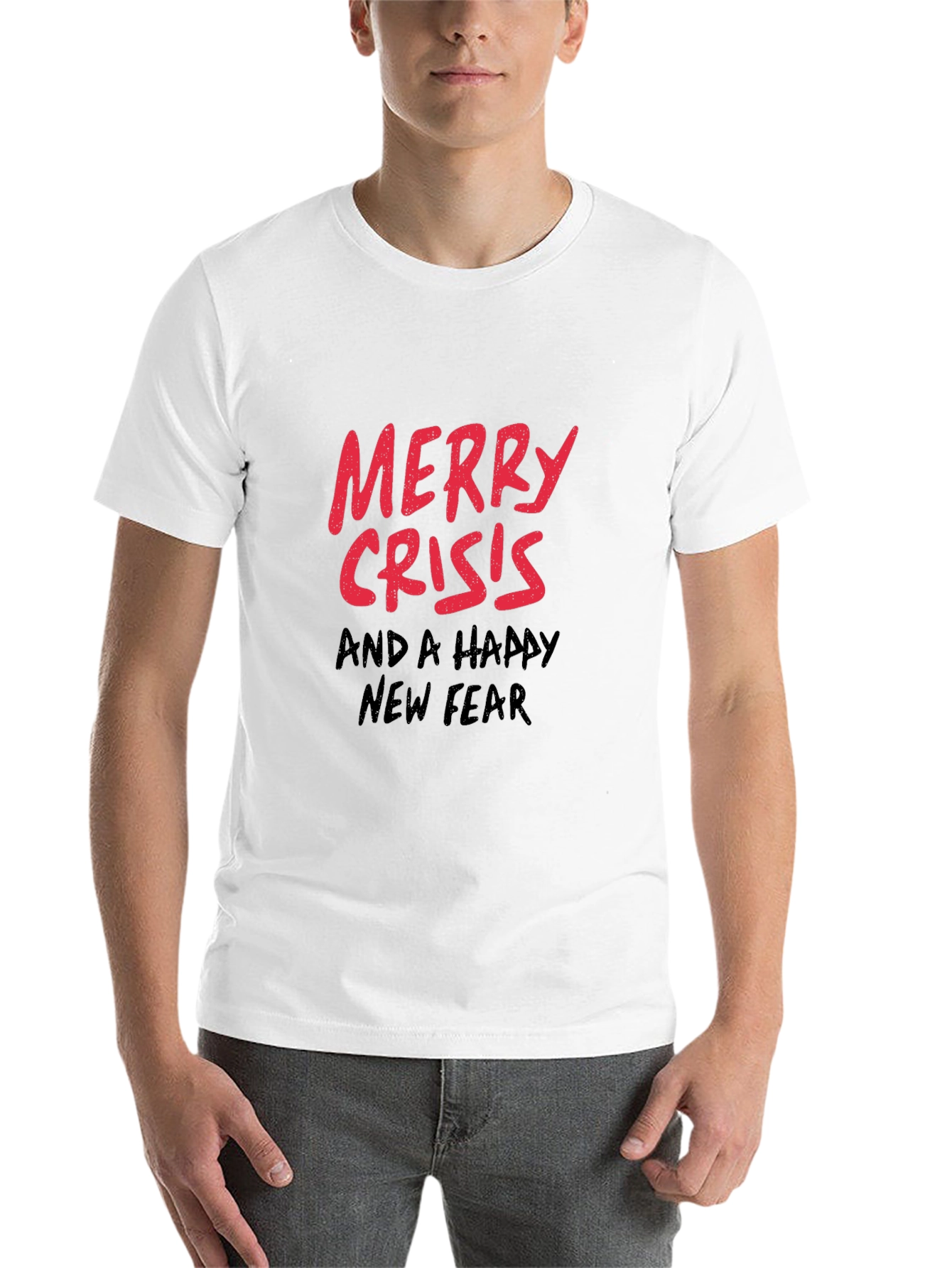 Black Merry Crisis T-Shirt - Black Holiday Humor Tee view 14