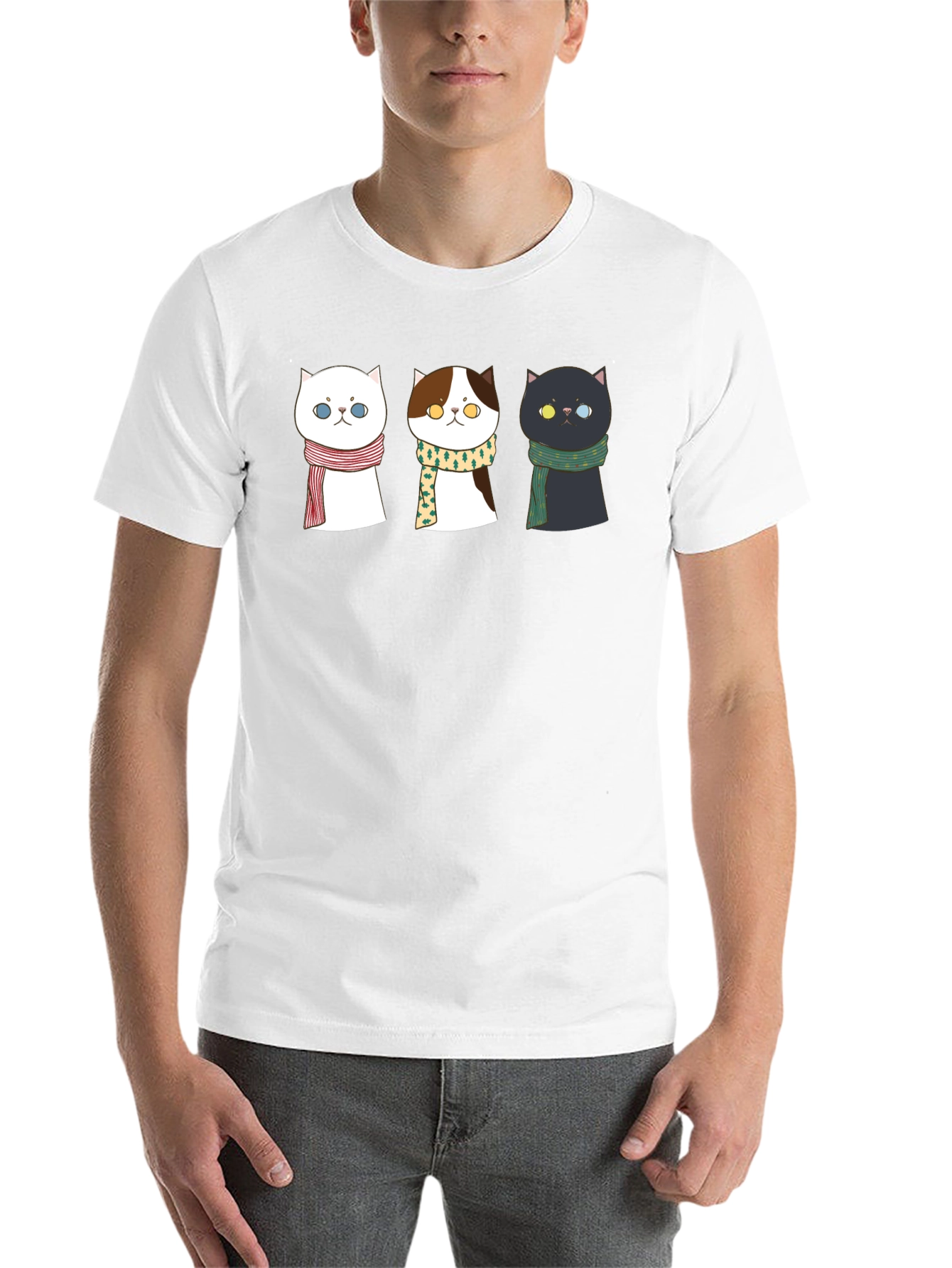 Black Cute Cat T-Shirt with Scarves view 14