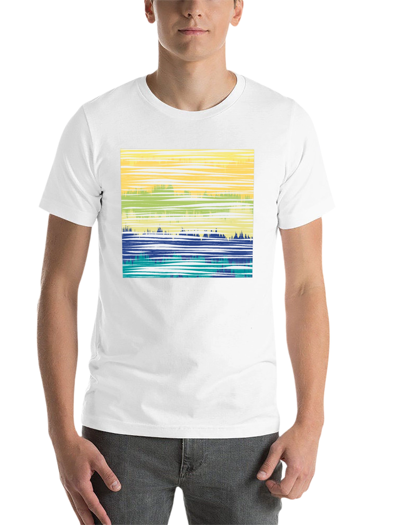 Black Abstract Horizon Graphic T-Shirt - Black view 14