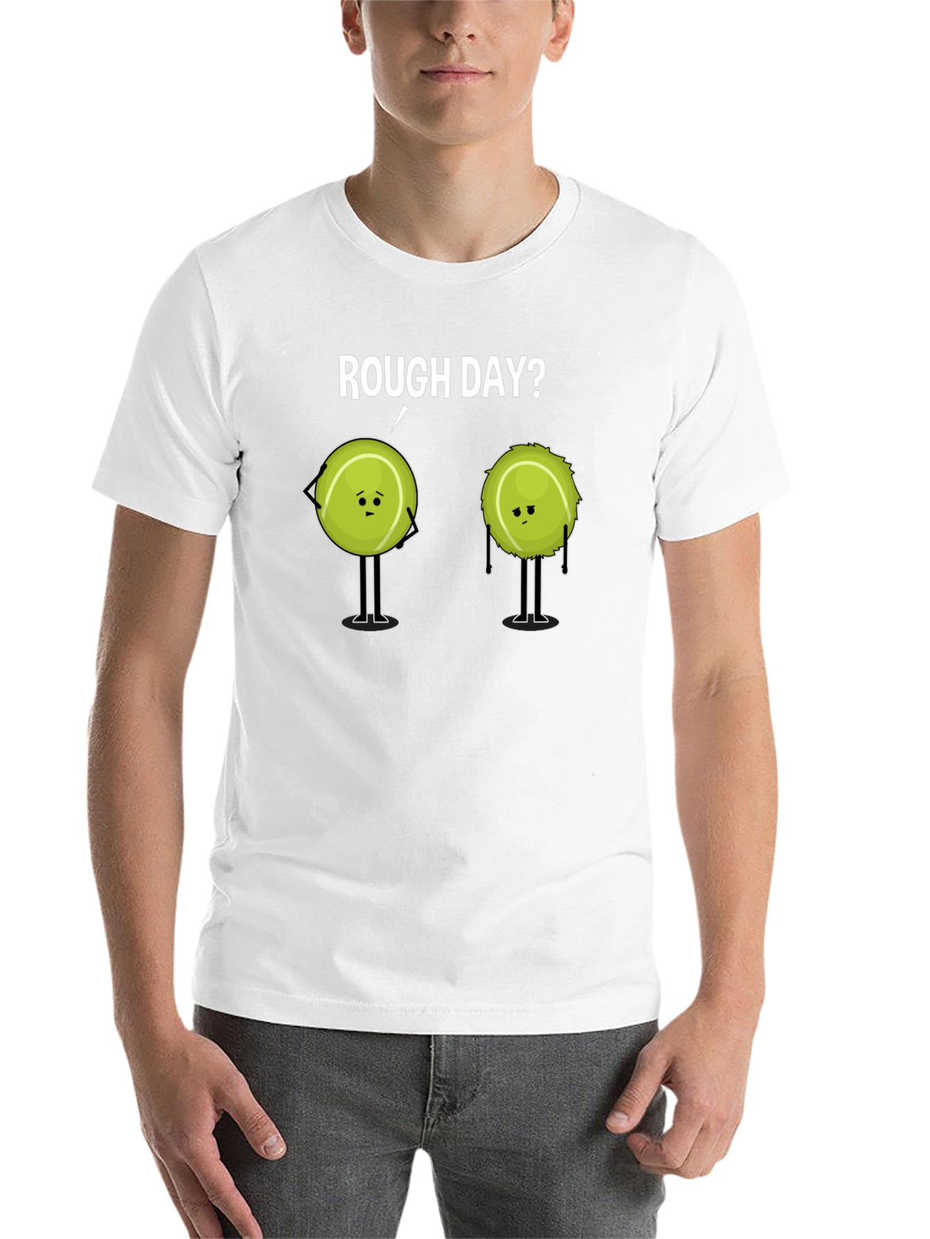 Black Rough Day? Tennis T-Shirt - Funny Cartoon Tee view 14