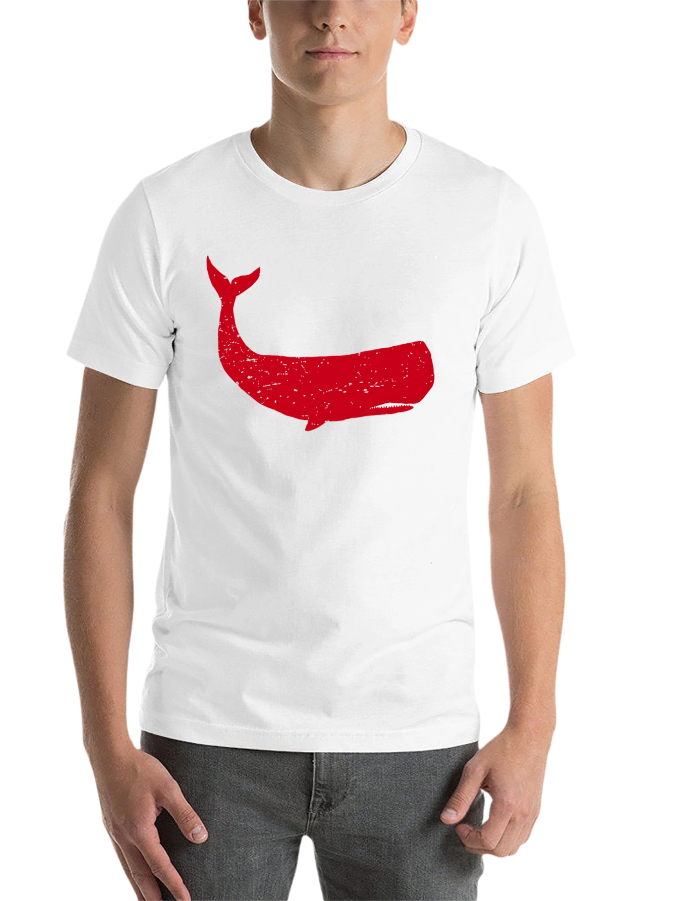 Black Red Whale Graphic Tee - Black Cotton T-Shirt view 14