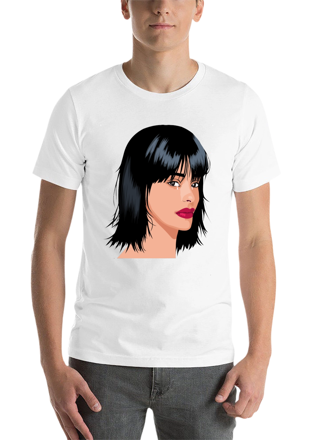 Black Stylish Woman Portrait Graphic Black T-Shirt view 14