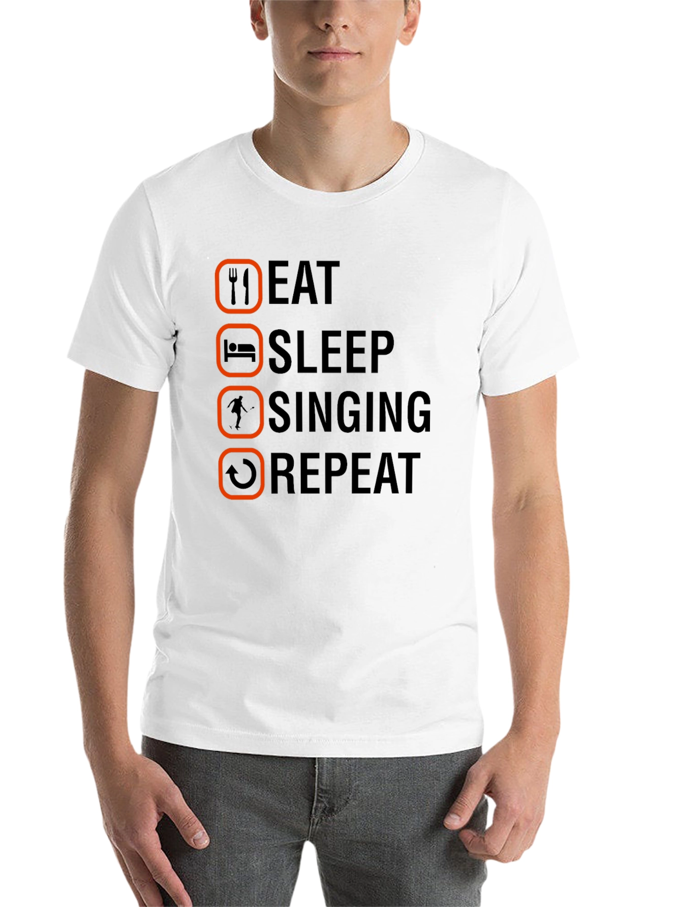 Black Eat Sleep Singing Repeat T-Shirt - Singer's Life Tee view 14