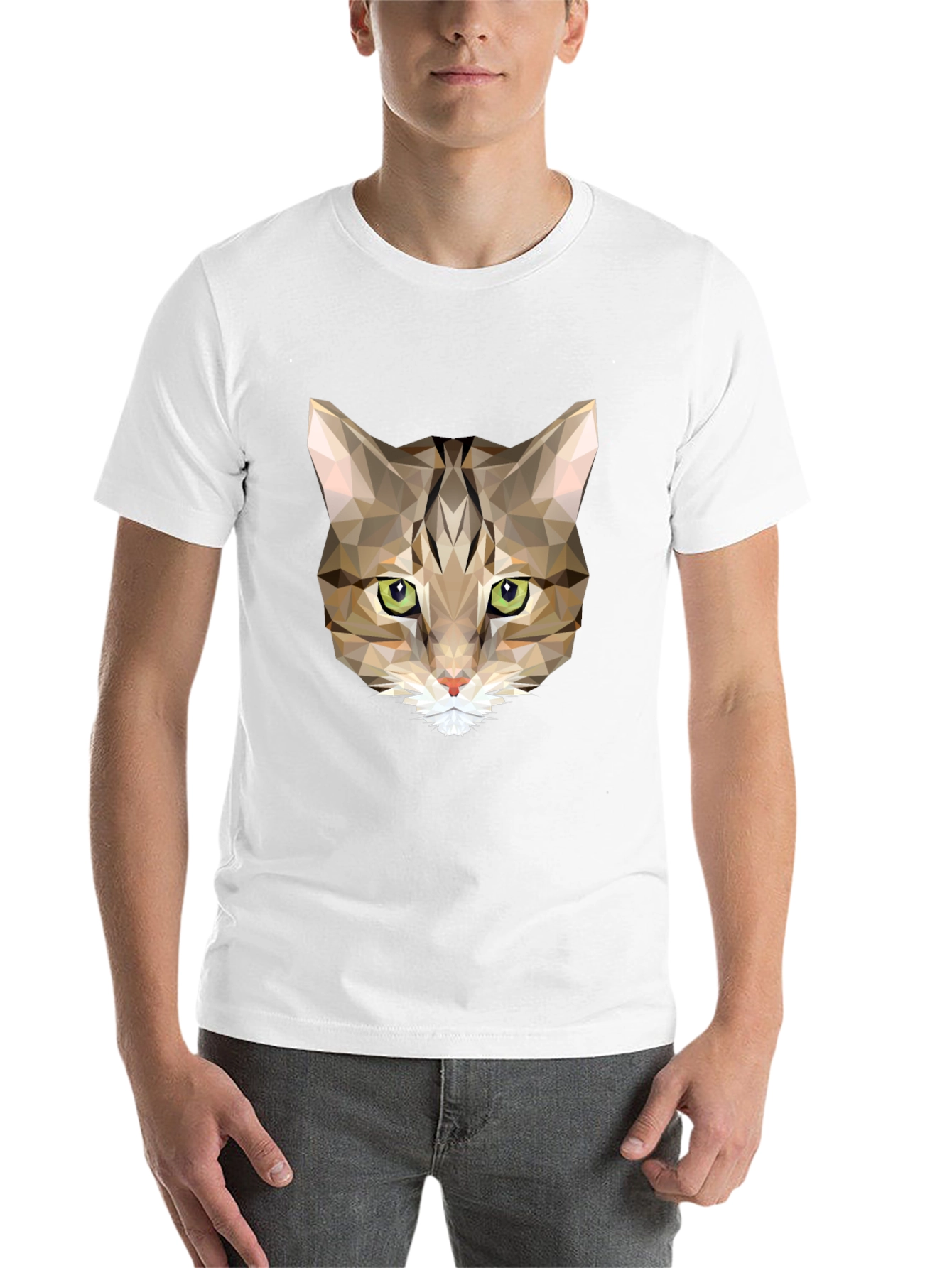 Black Geometric Cat T-Shirt - Stylish Graphic Tee view 14