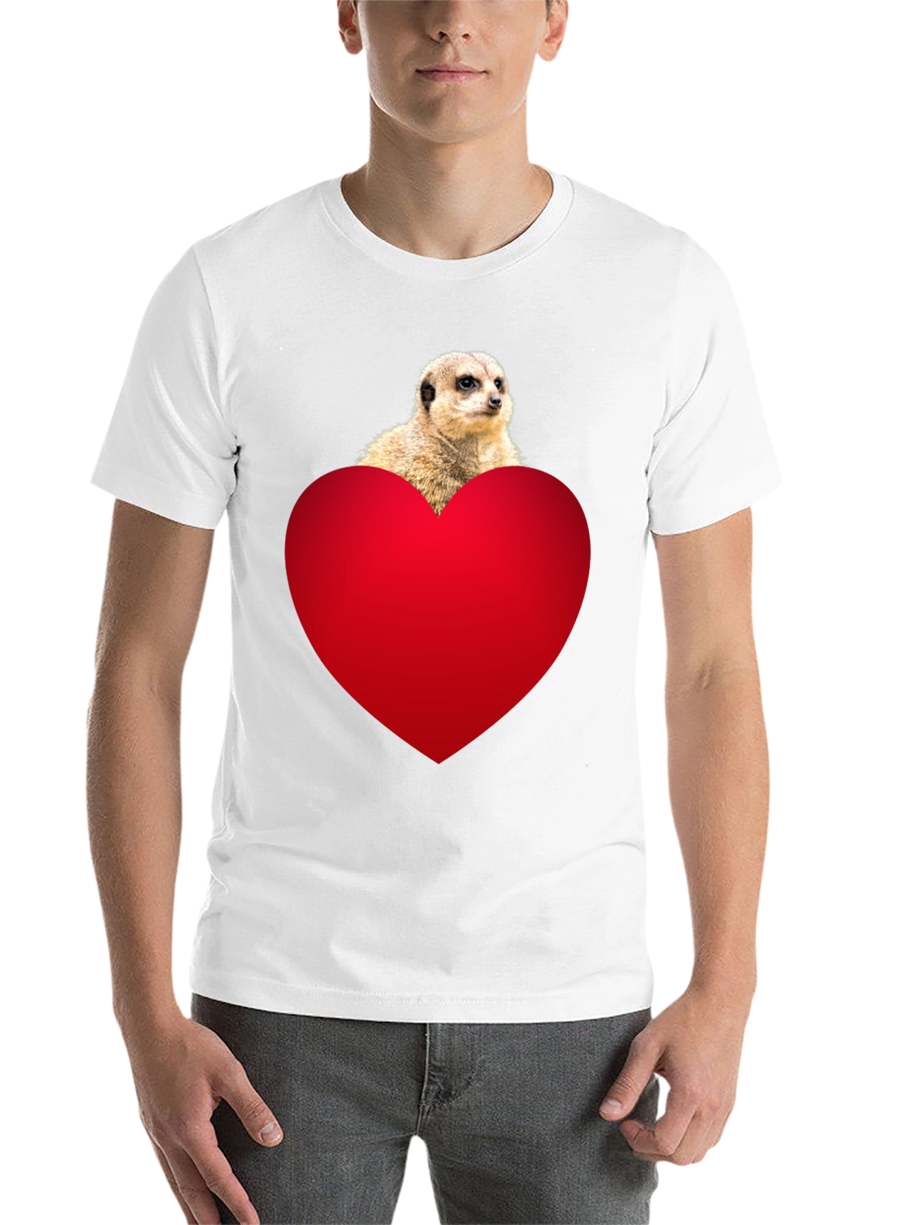 Black Meerkat Heart T-Shirt - Cute Animal Tee view 14