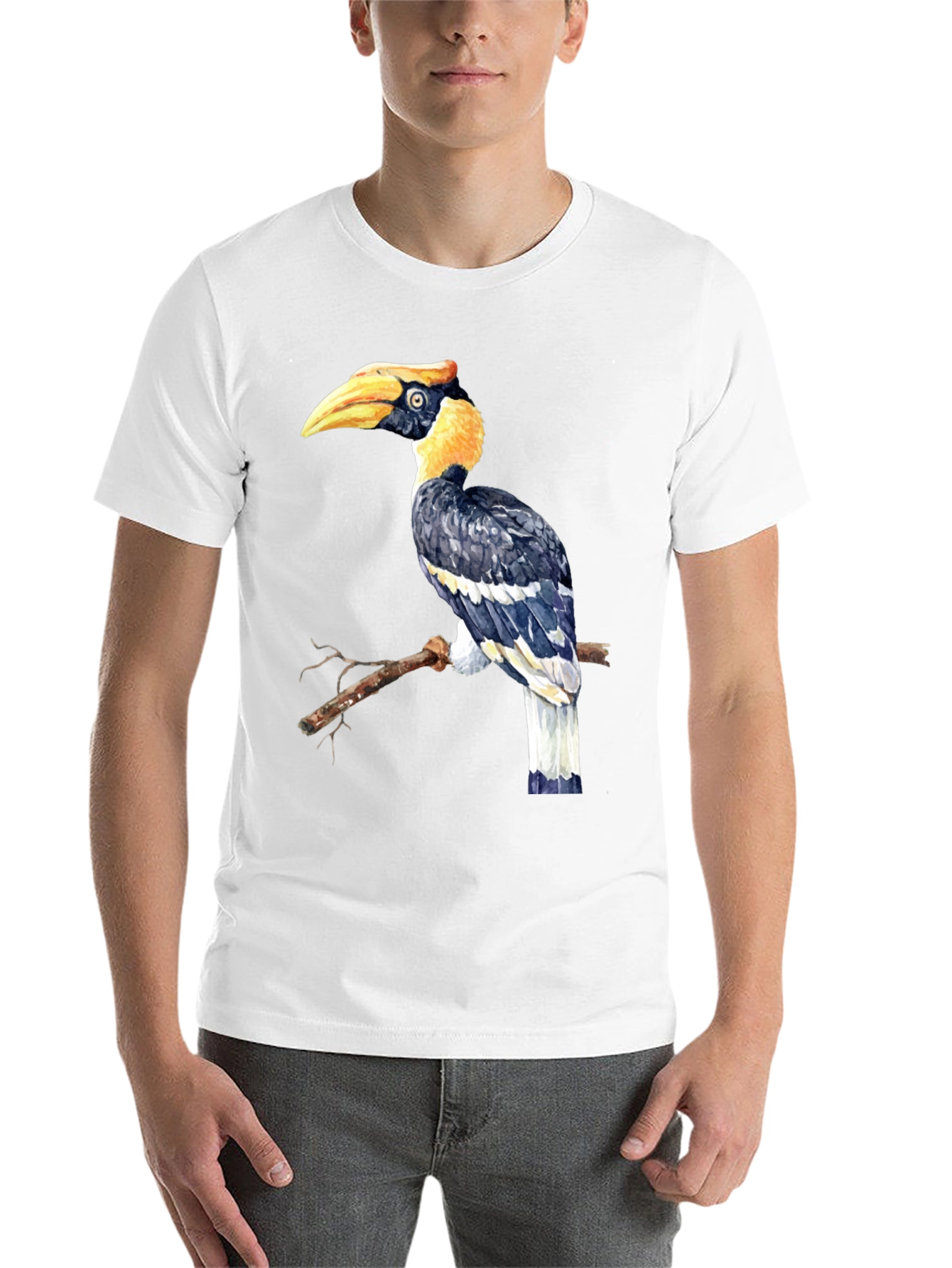 Black Hornbill Bird Graphic Tee - Unique Animal Design T-Shirt view 14