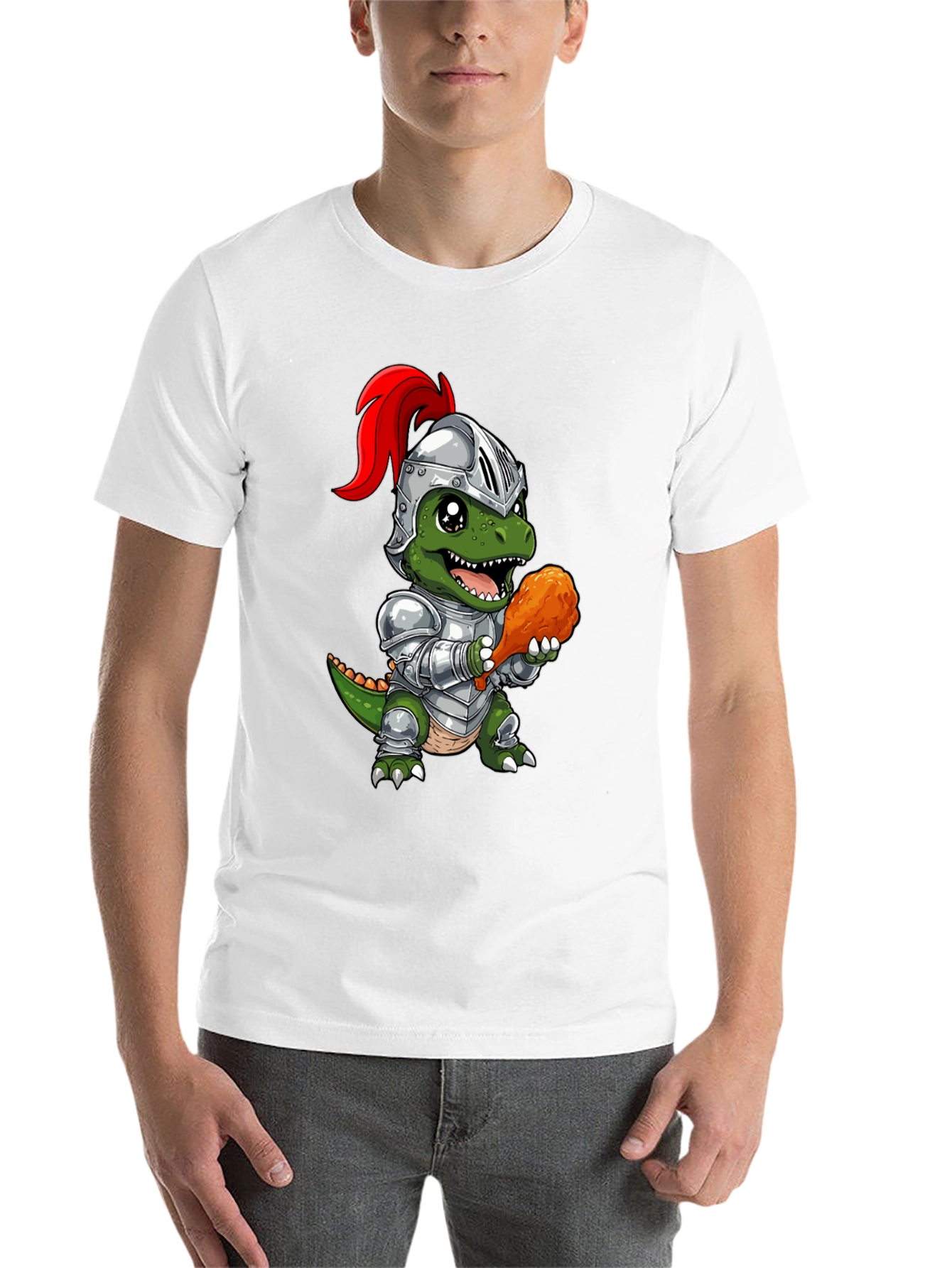 Black Dino Knight T-Shirt - Chicken Leg Champion view 14