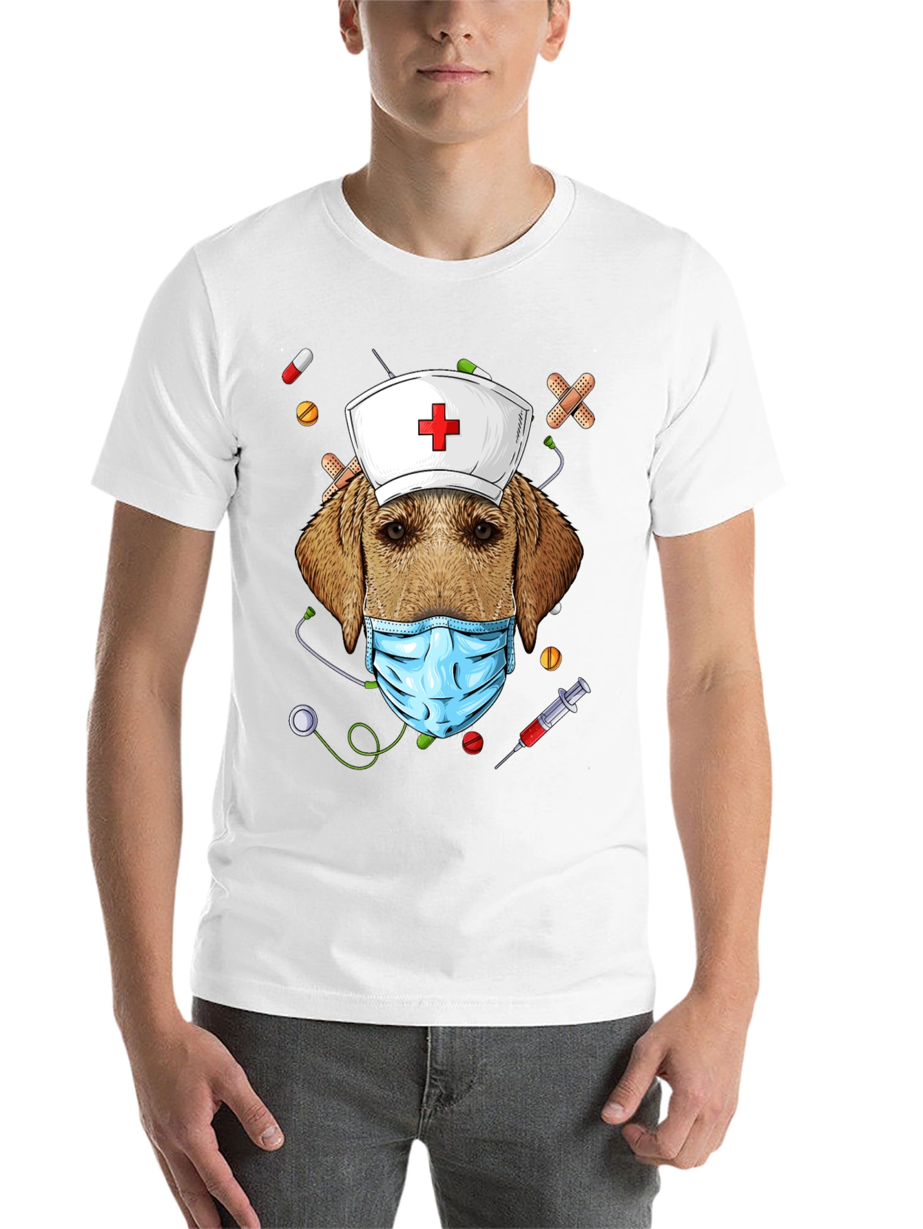 Black Dog Nurse Novelty Graphic T-Shirt view 14