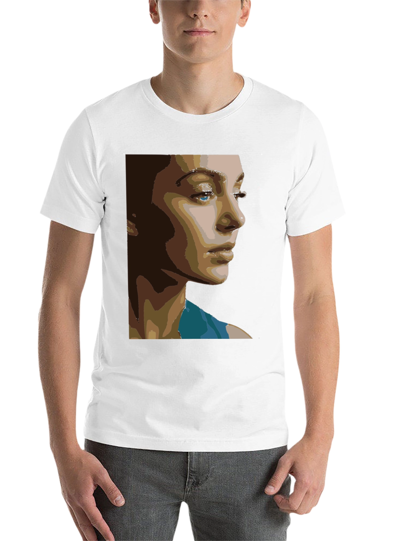 Black Abstract Portrait Graphic Tee - Unisex Black T-Shirt view 14