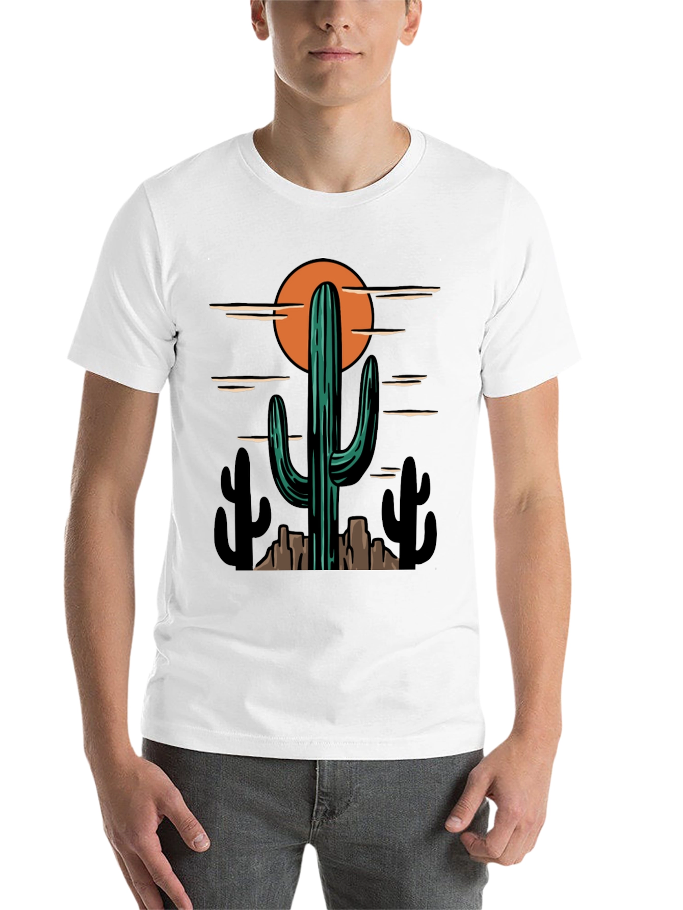 Black Desert Cactus Graphic Tee - Western Style Shirt view 14