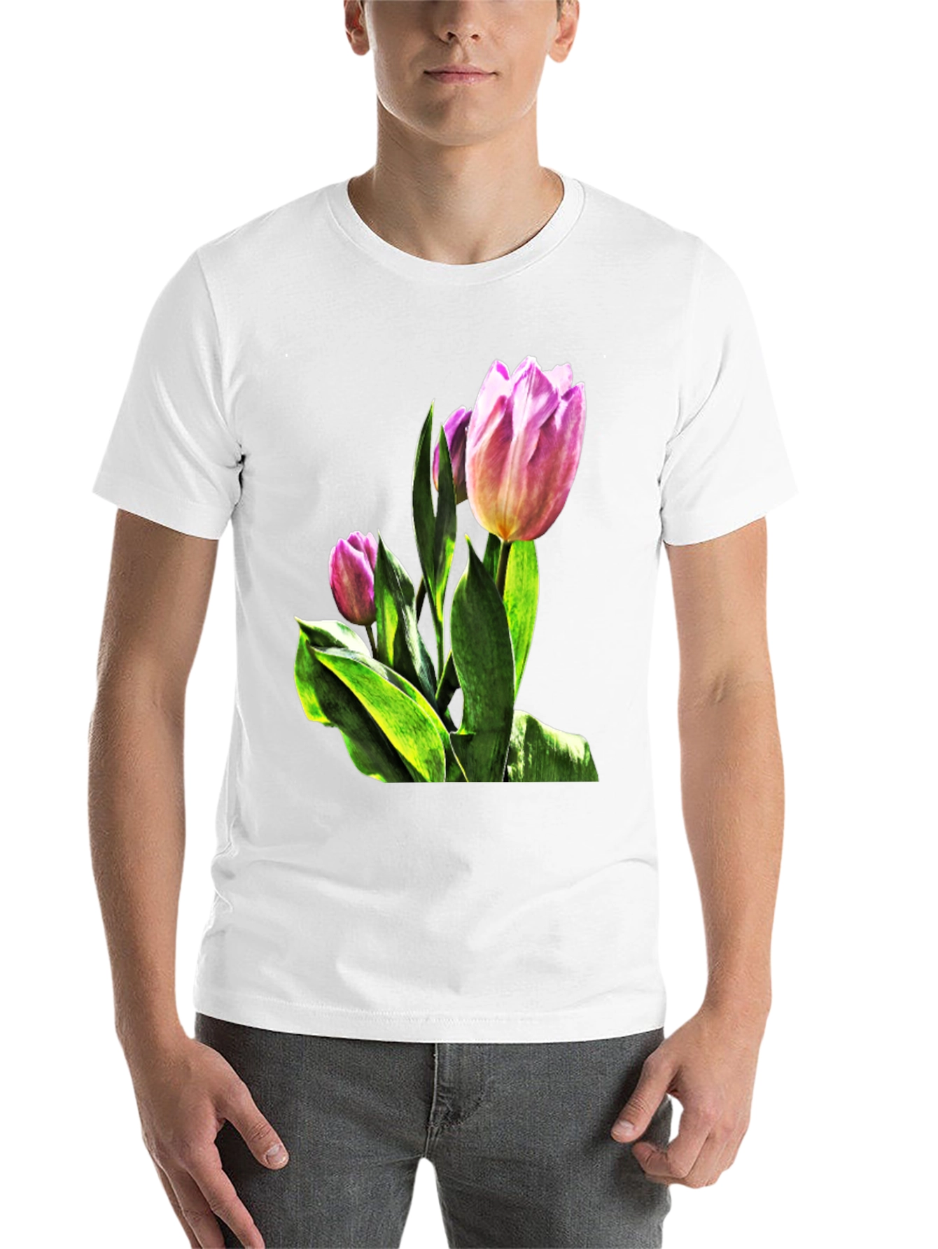 Black Tulip Flower Graphic T-Shirt - Stylish Floral Tee view 14