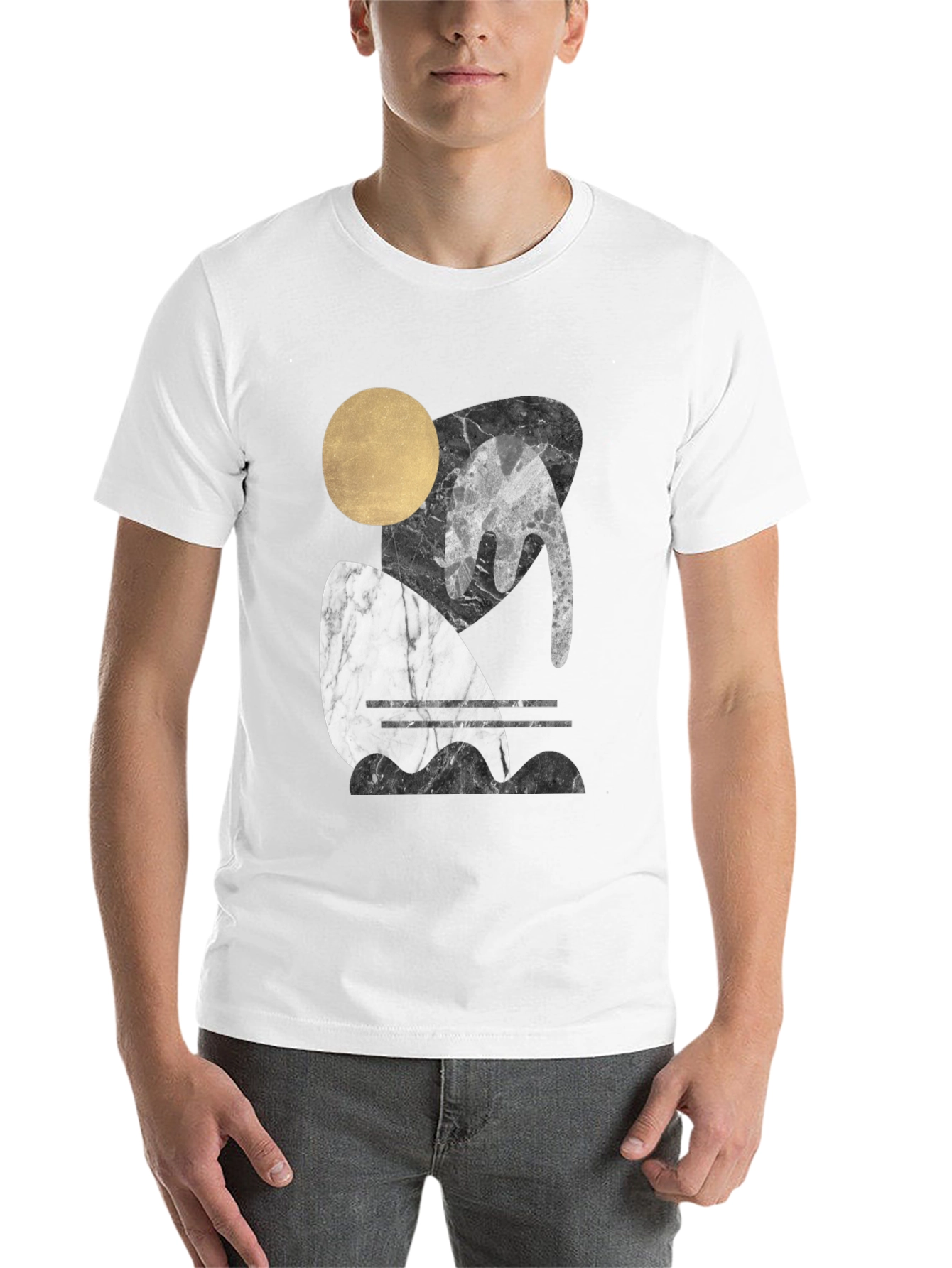 Black Modern Abstract Graphic T-Shirt view 14