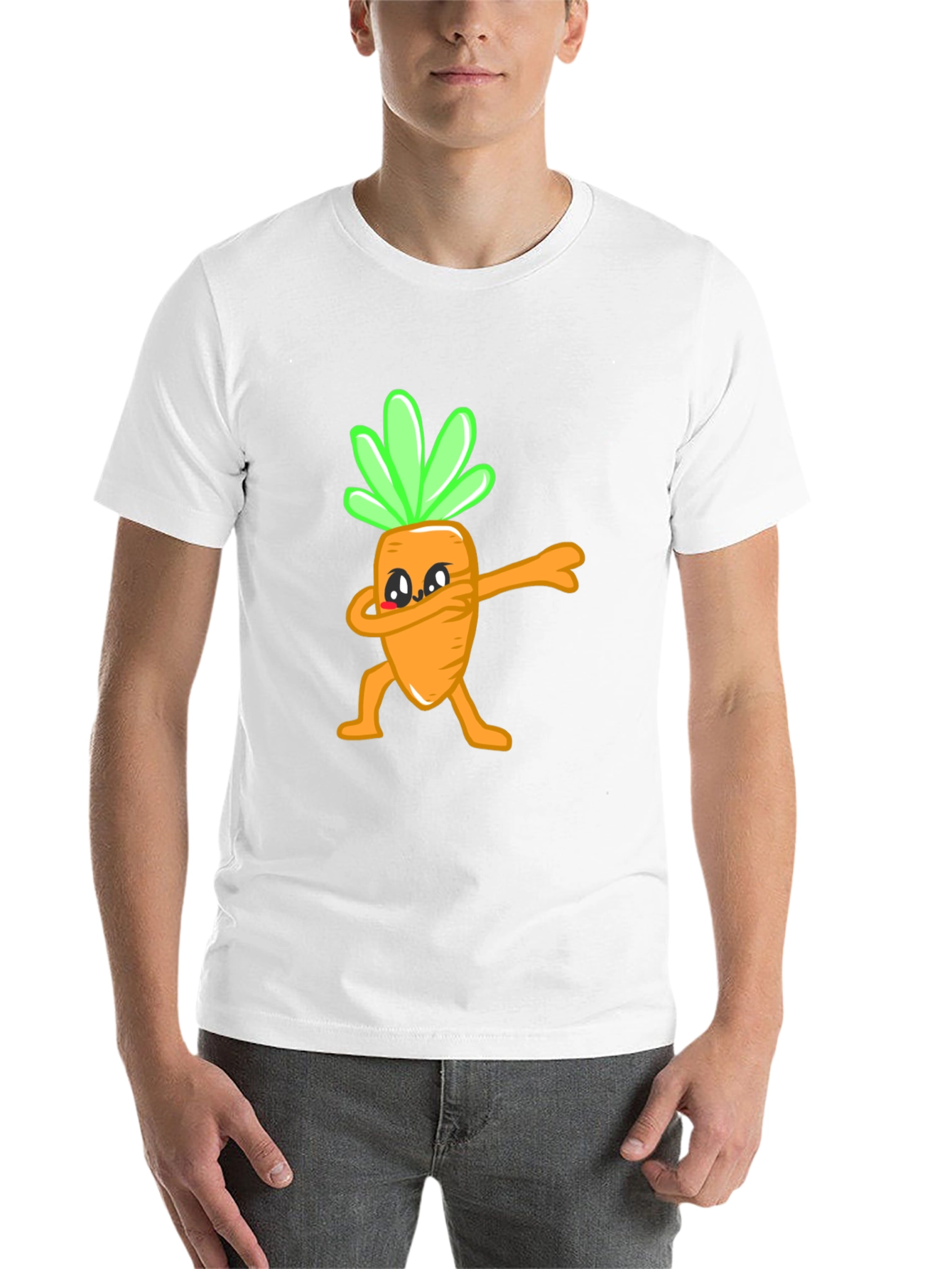 Black Funny Dabbing Carrot Graphic Tee - Black Cotton T-Shirt view 14