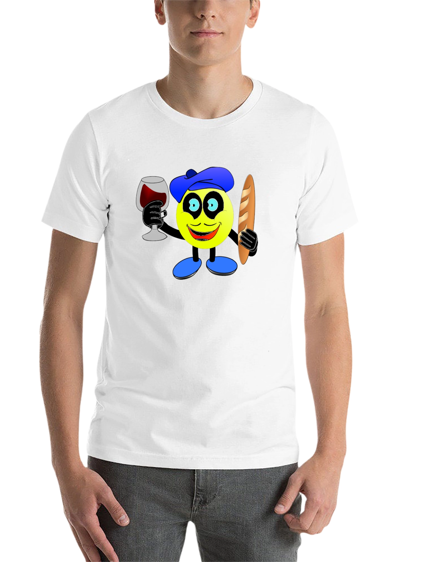 Black French Emoji T-Shirt - Wine & Baguette view 14