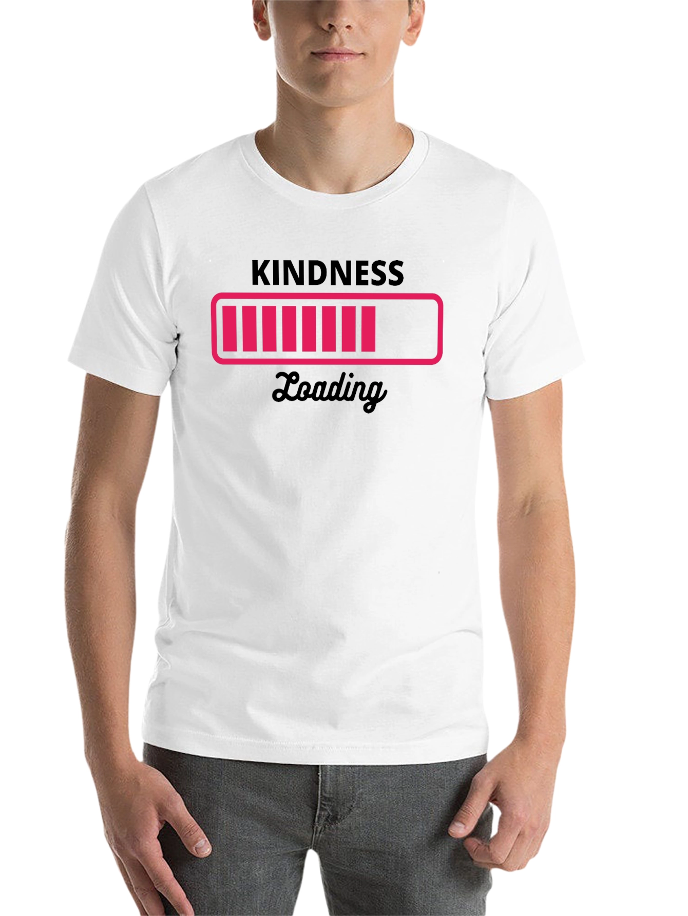 Black Kindness Loading Black Graphic Tee - Trendy Unisex T-Shirt view 14