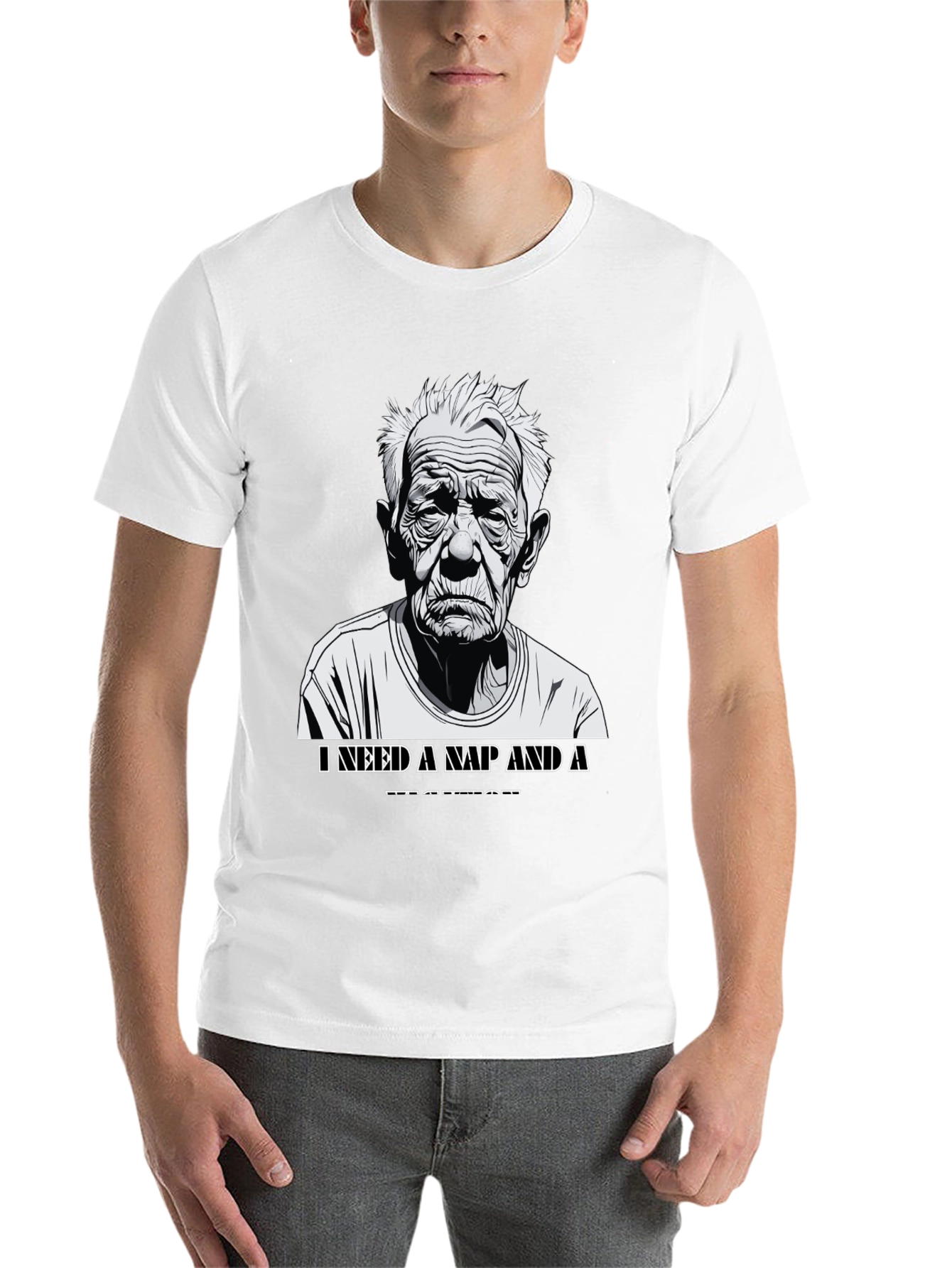 Black Funny Old Man Nap T-Shirt view 14