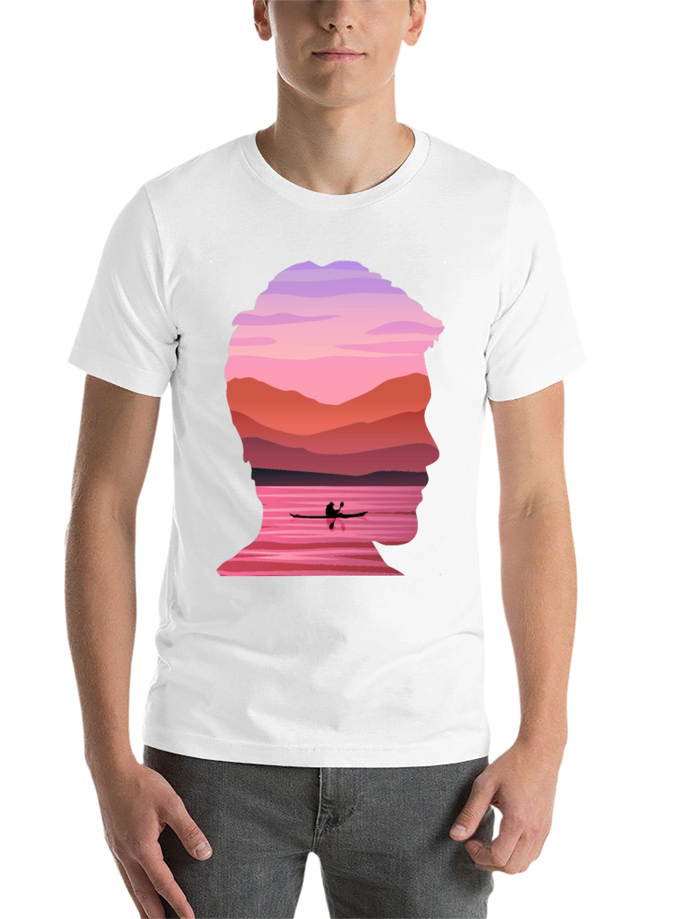 Black Silhouette Kayak Graphic Tee - Nature Inspired Design view 14