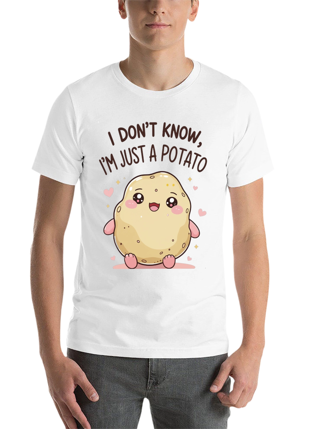Black Cute Potato Graphic Tee - Funny Kawaii T-Shirt view 14