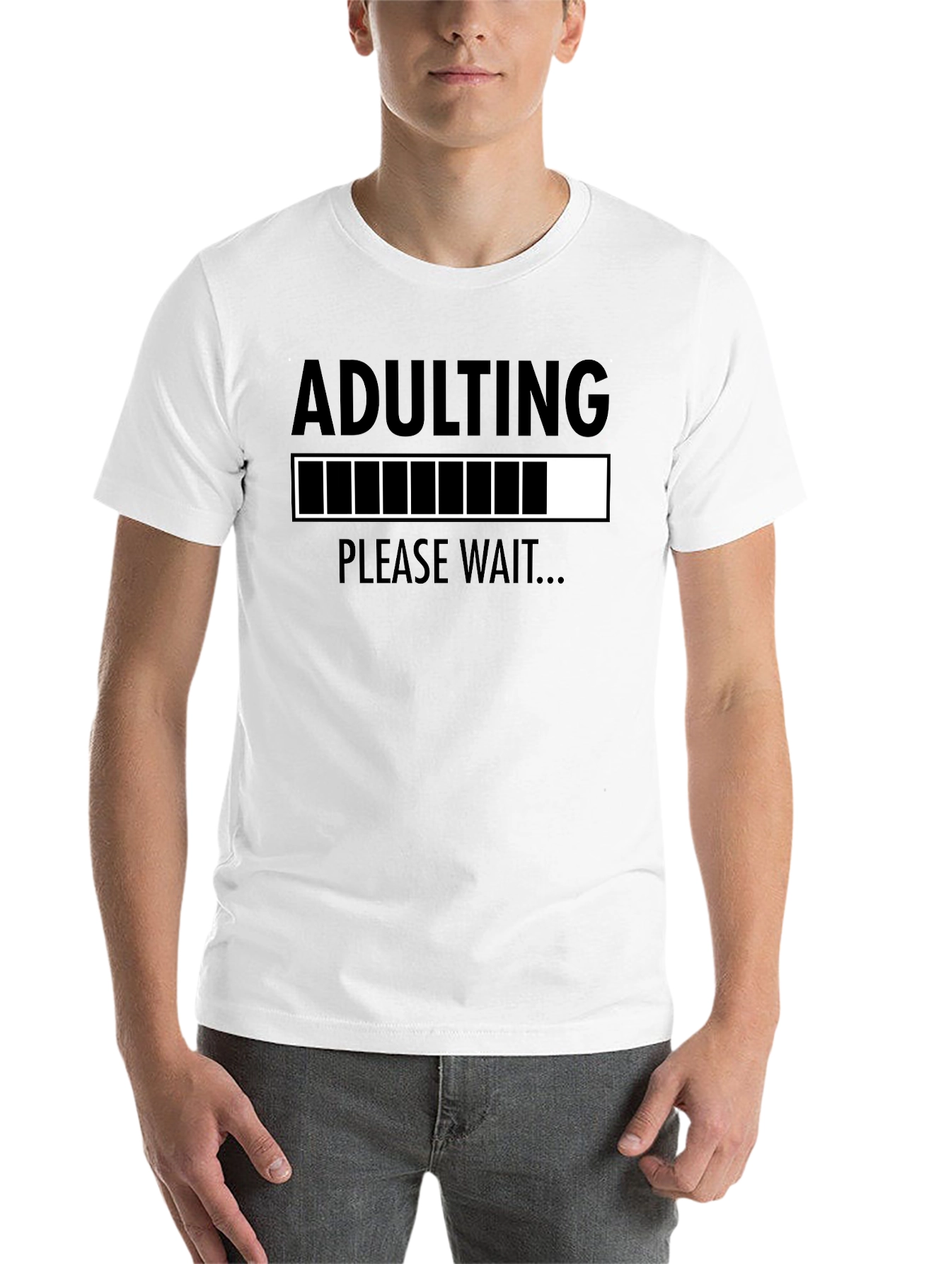 Black Adulting Please Wait T-Shirt Funny Graphic Tee view 14