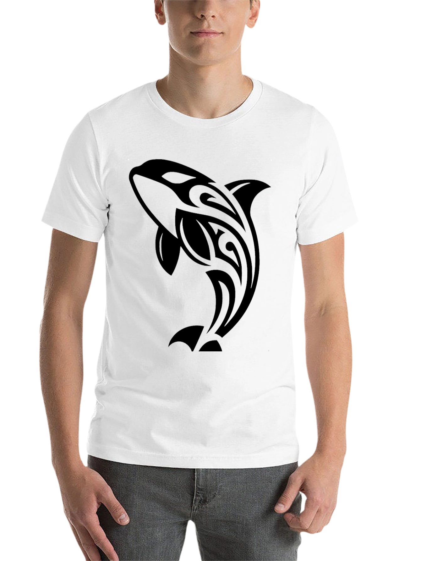 Black Tribal Orca Graphic T-Shirt view 14
