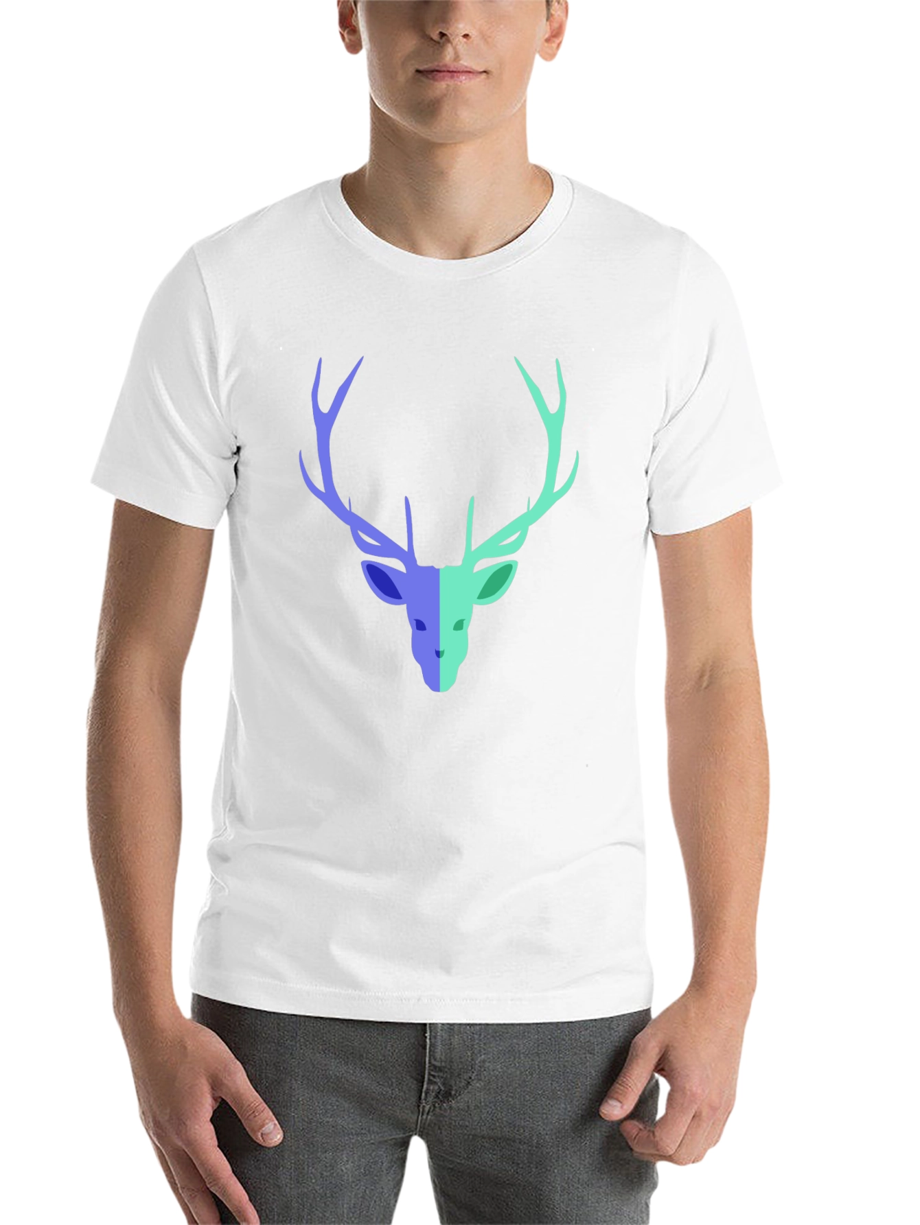 Black Stag Graphic Tee - Modern Deer Design Black T-Shirt view 14