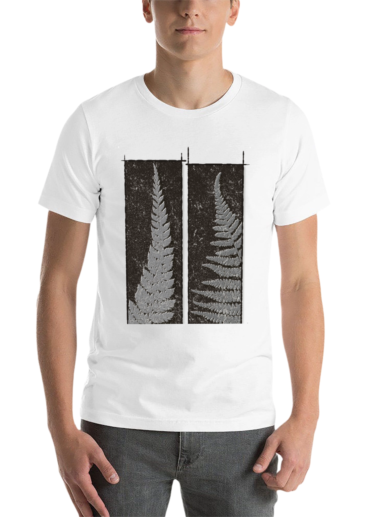 Black Fern Fossil Print Tee - Black Cotton Blend view 14