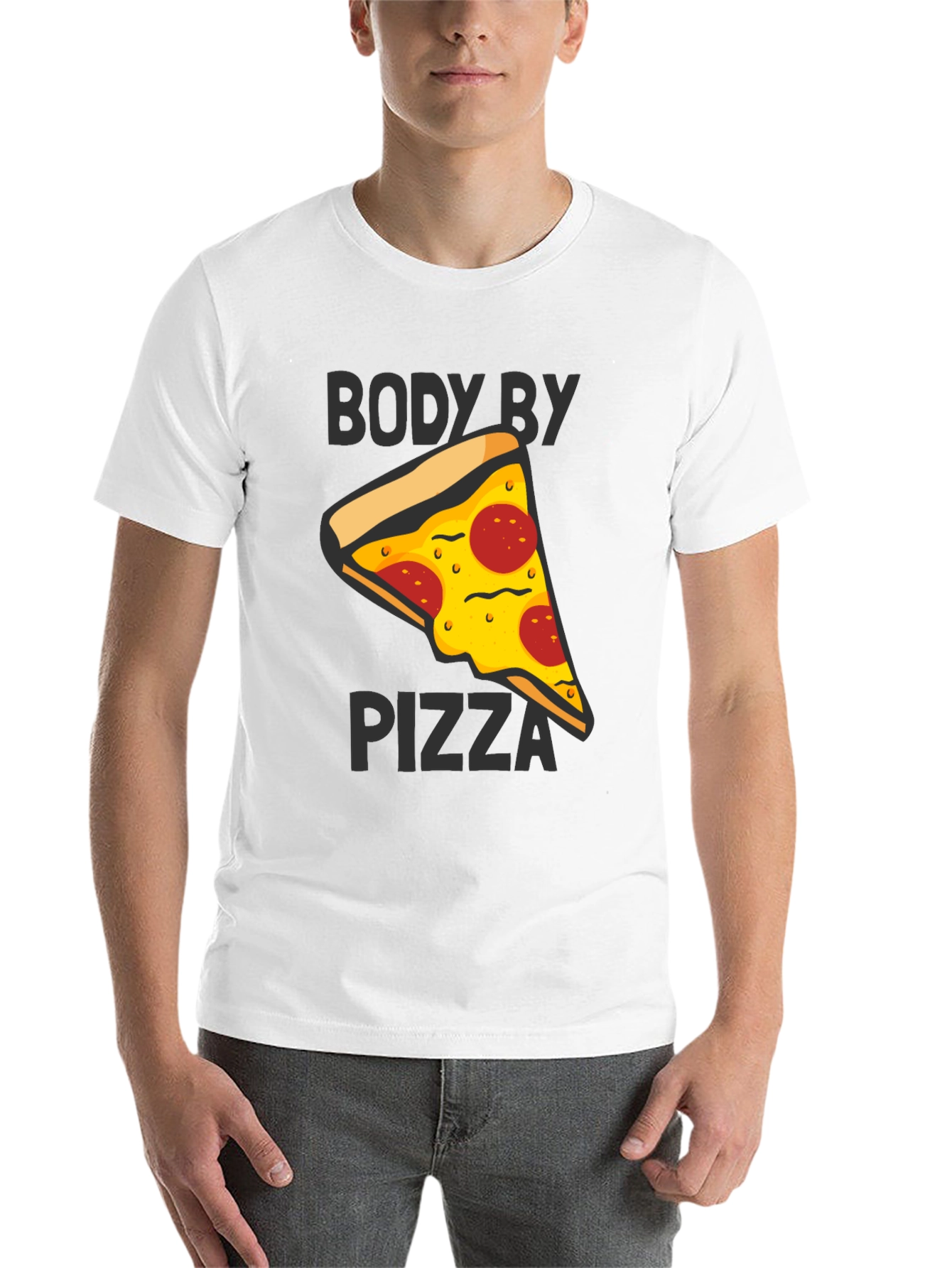 Body By Pizza Graphic Tee - Funny Unisex T-Shirt - 14