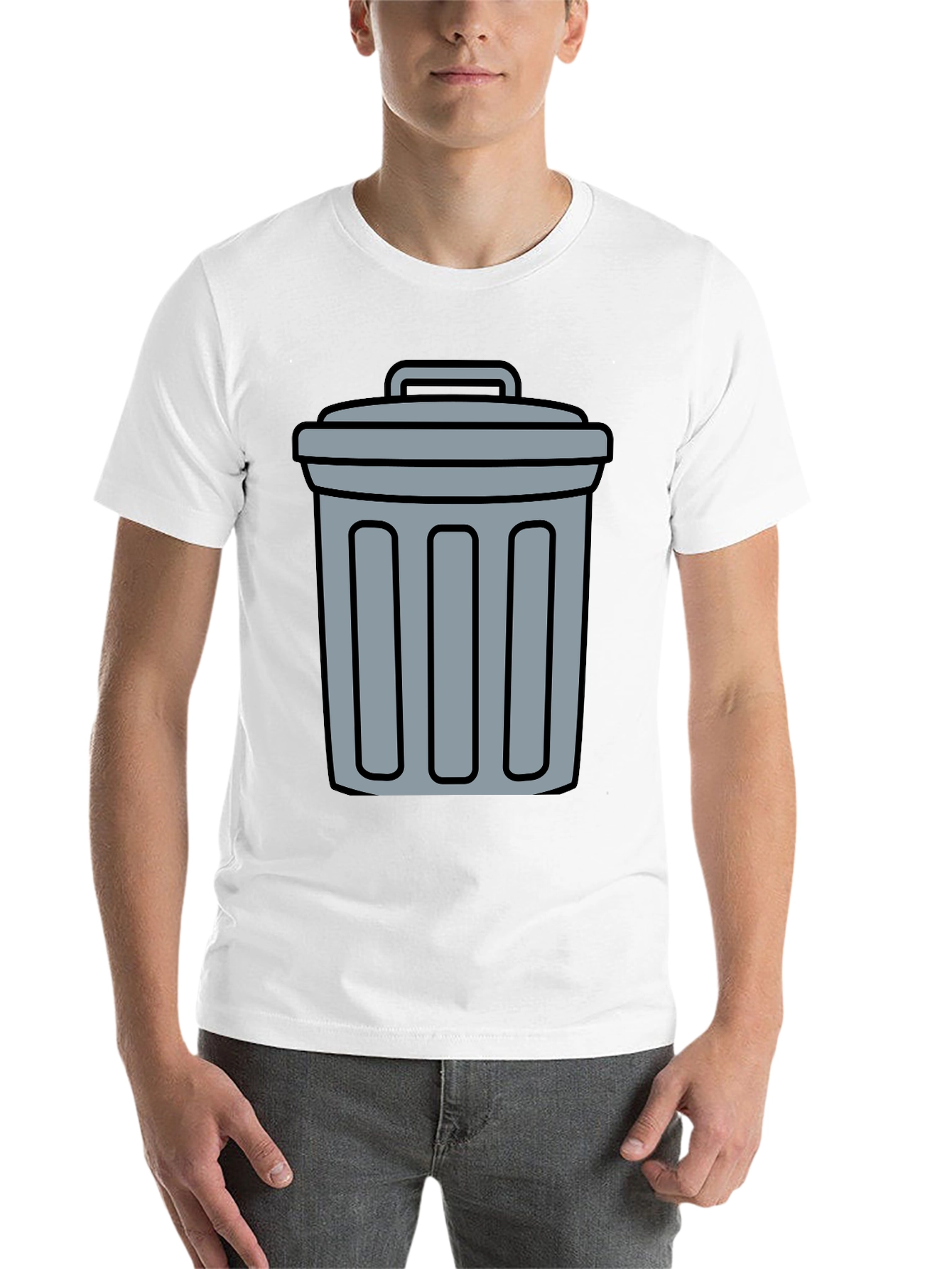 Black Funny Trash Can Graphic Tee - Black Cotton T-Shirt view 14