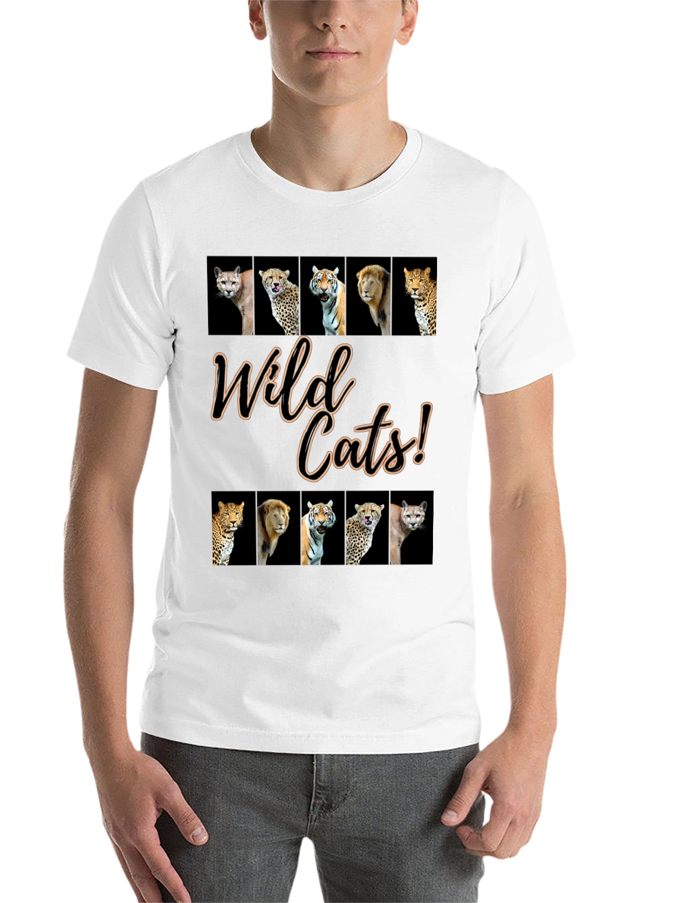 Black Wild Cats Graphic Print T-Shirt view 14