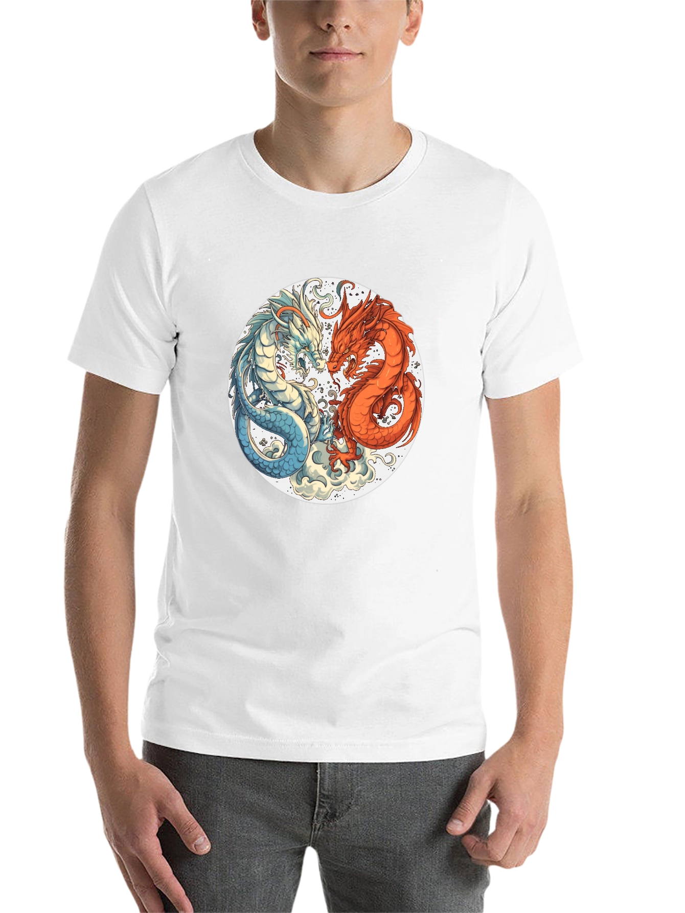 Black Yin Yang Dragons Graphic Tee - Black T-Shirt view 14