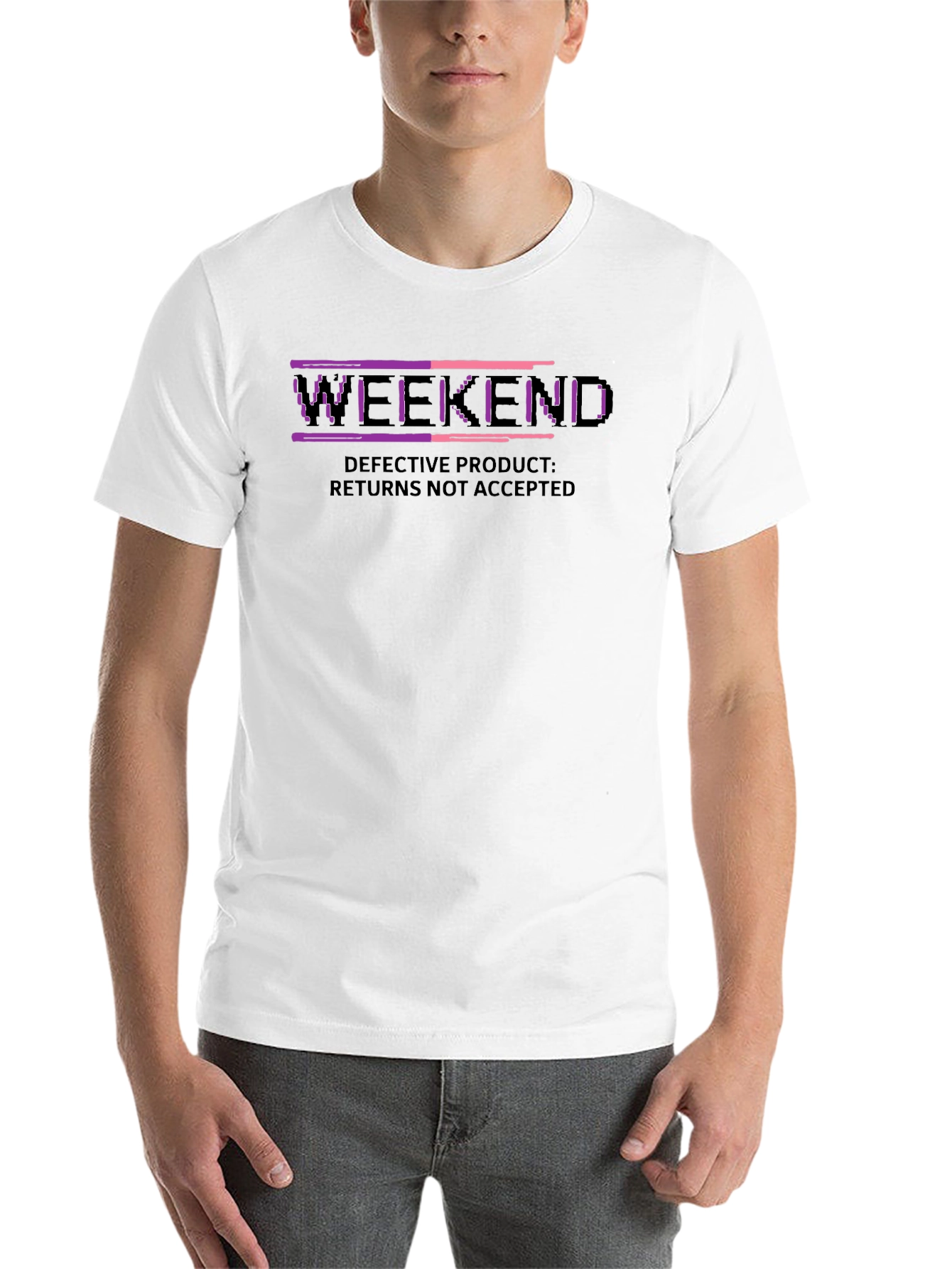 Black Defective Weekend T-Shirt - Retro Pixel Design view 14
