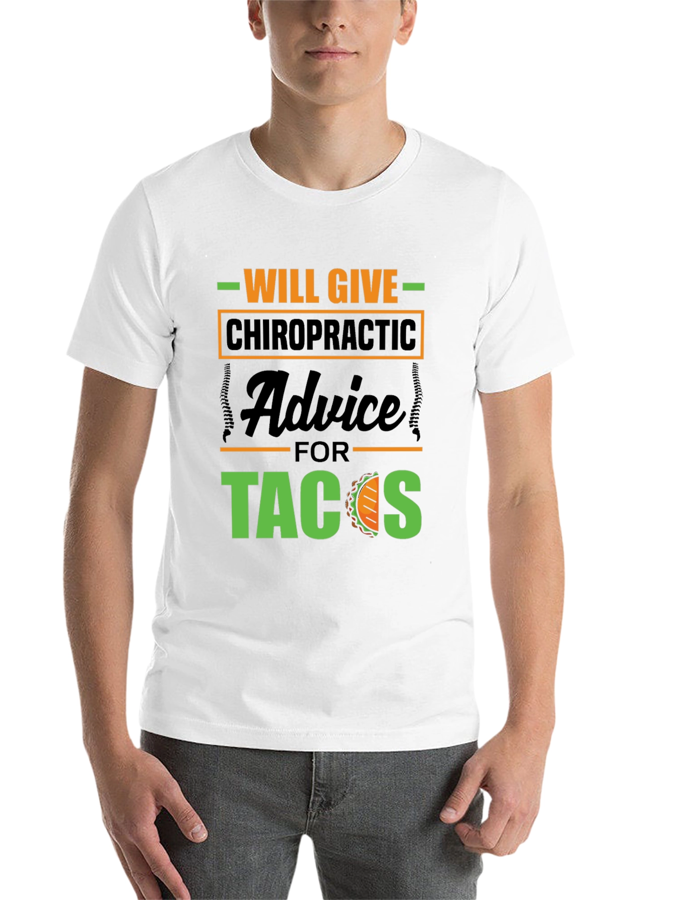 Black Chiropractic Advice for Tacos Graphic Tee view 14