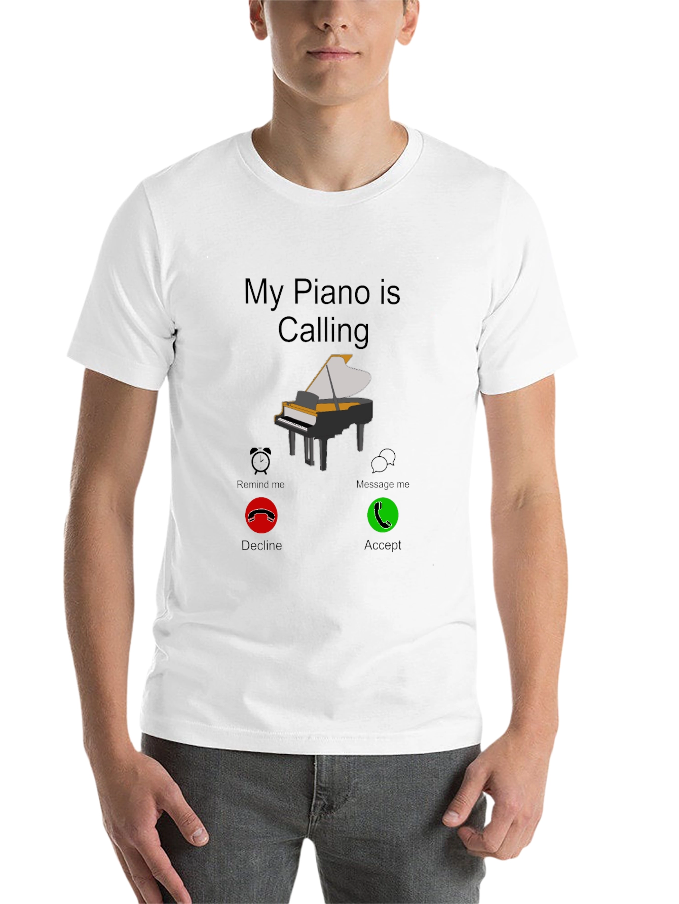 Black My Piano is Calling T-Shirt Musician Player Tee view 14