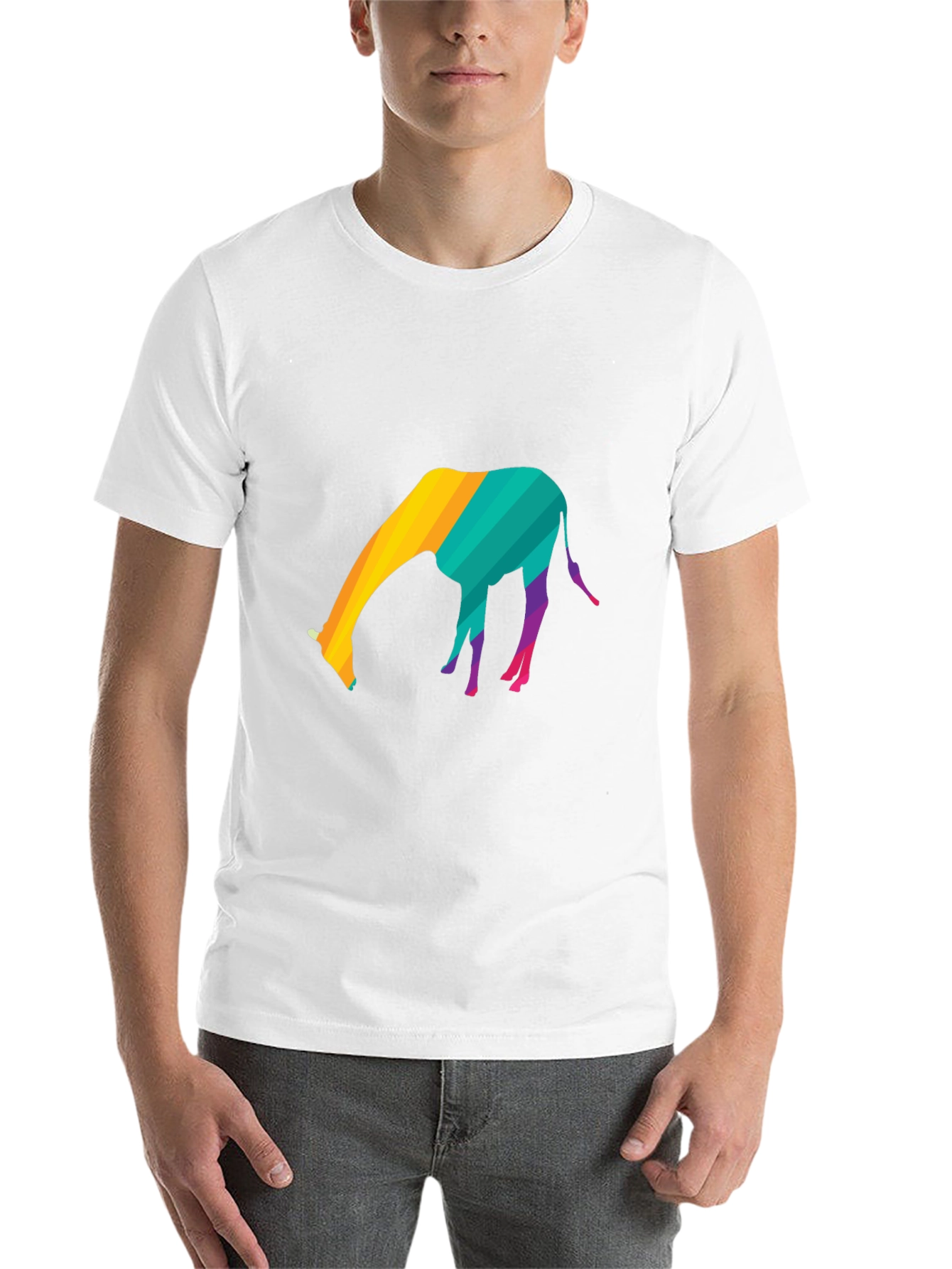 Black Colorful Giraffe Graphic T-Shirt - Black view 14