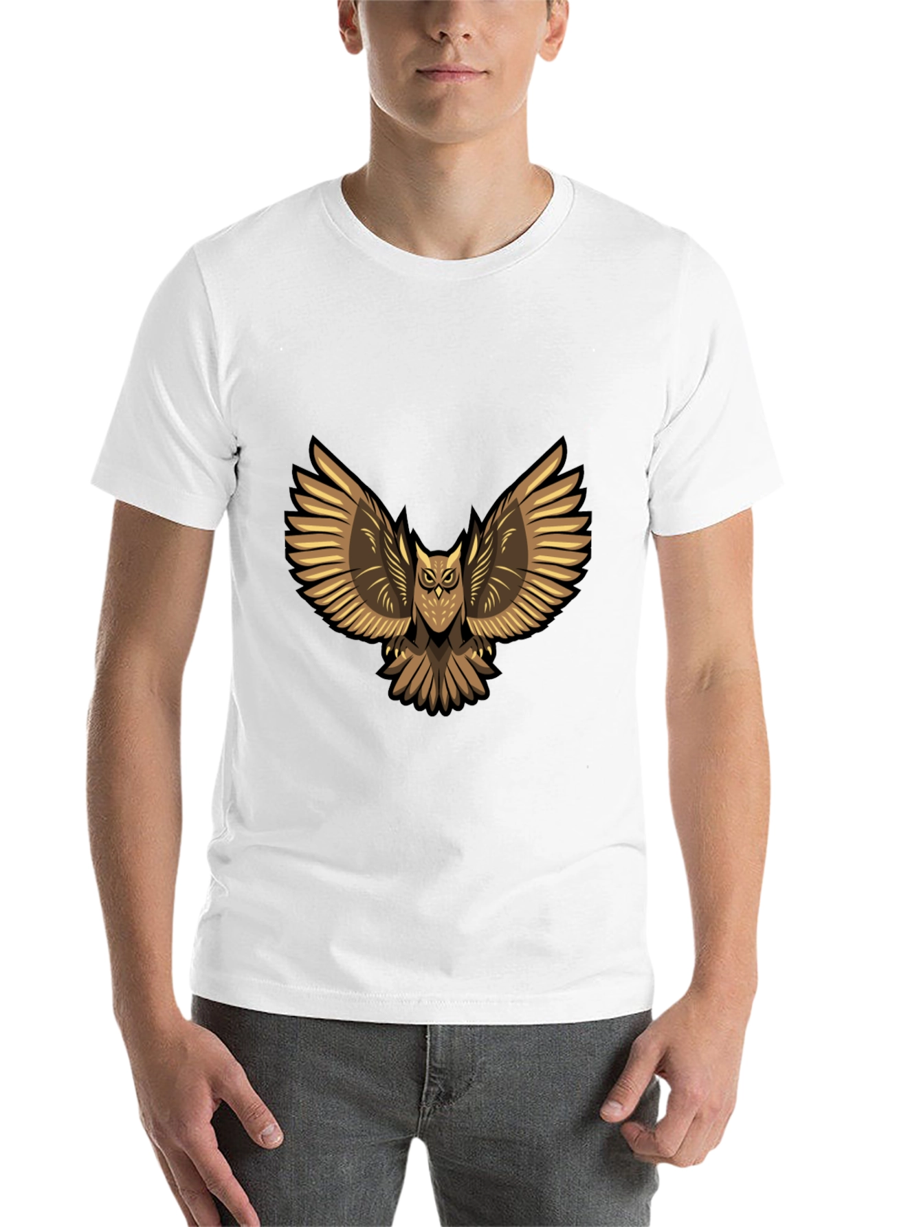 Black Owl Graphic Print Black T-Shirt view 14
