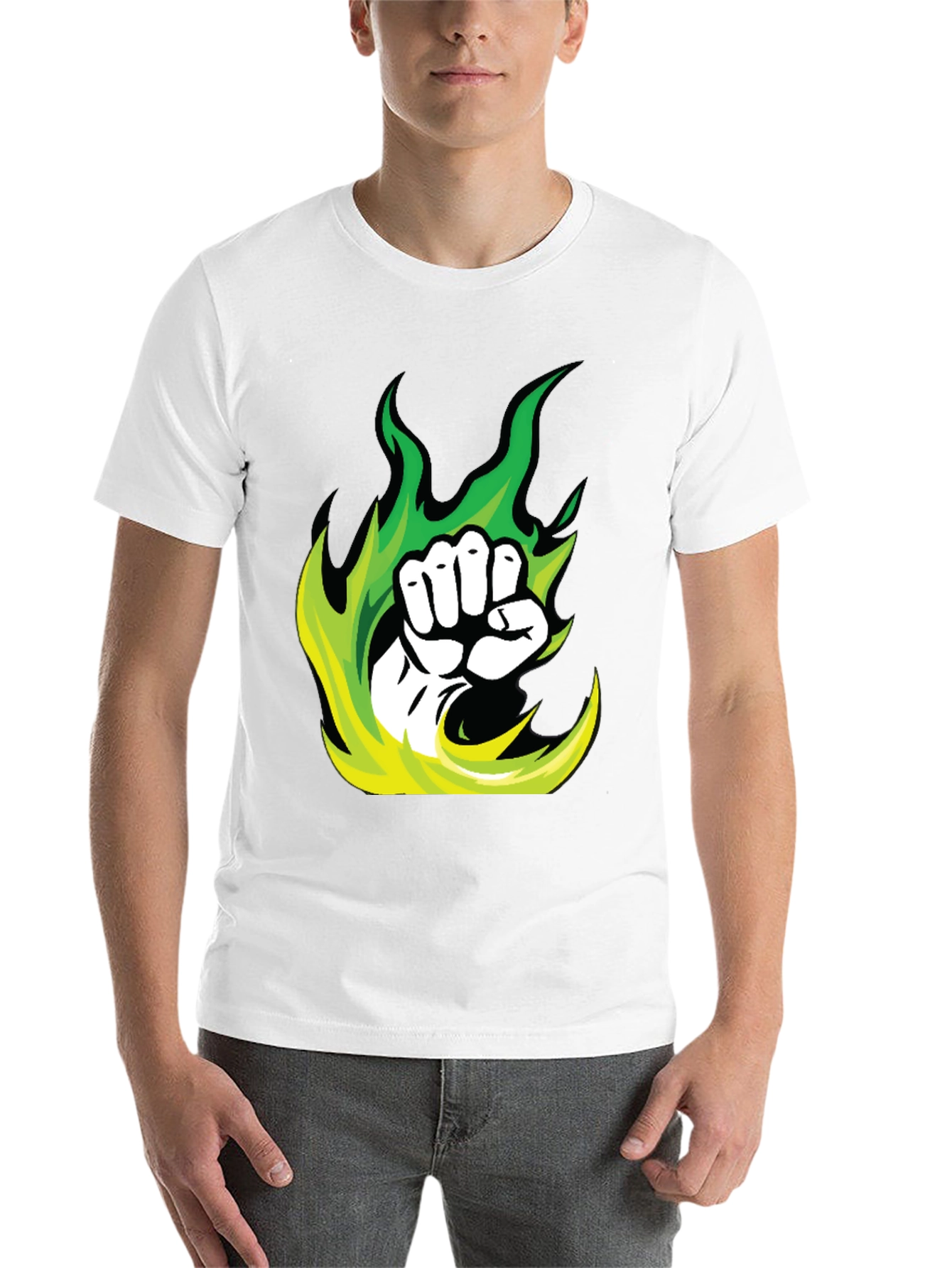 Black Fiery Fist Graphic Tee - Black Cotton Blend T-Shirt view 14