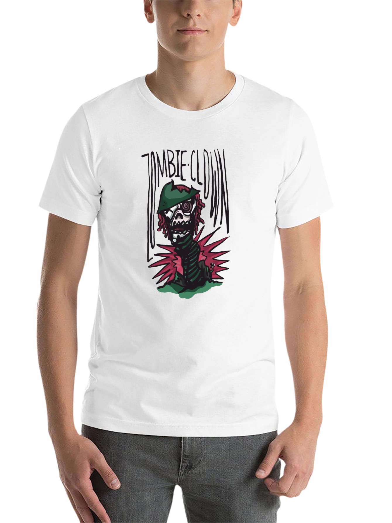 Black Zombie Clown Graphic Tee - Black Cotton T-Shirt view 14