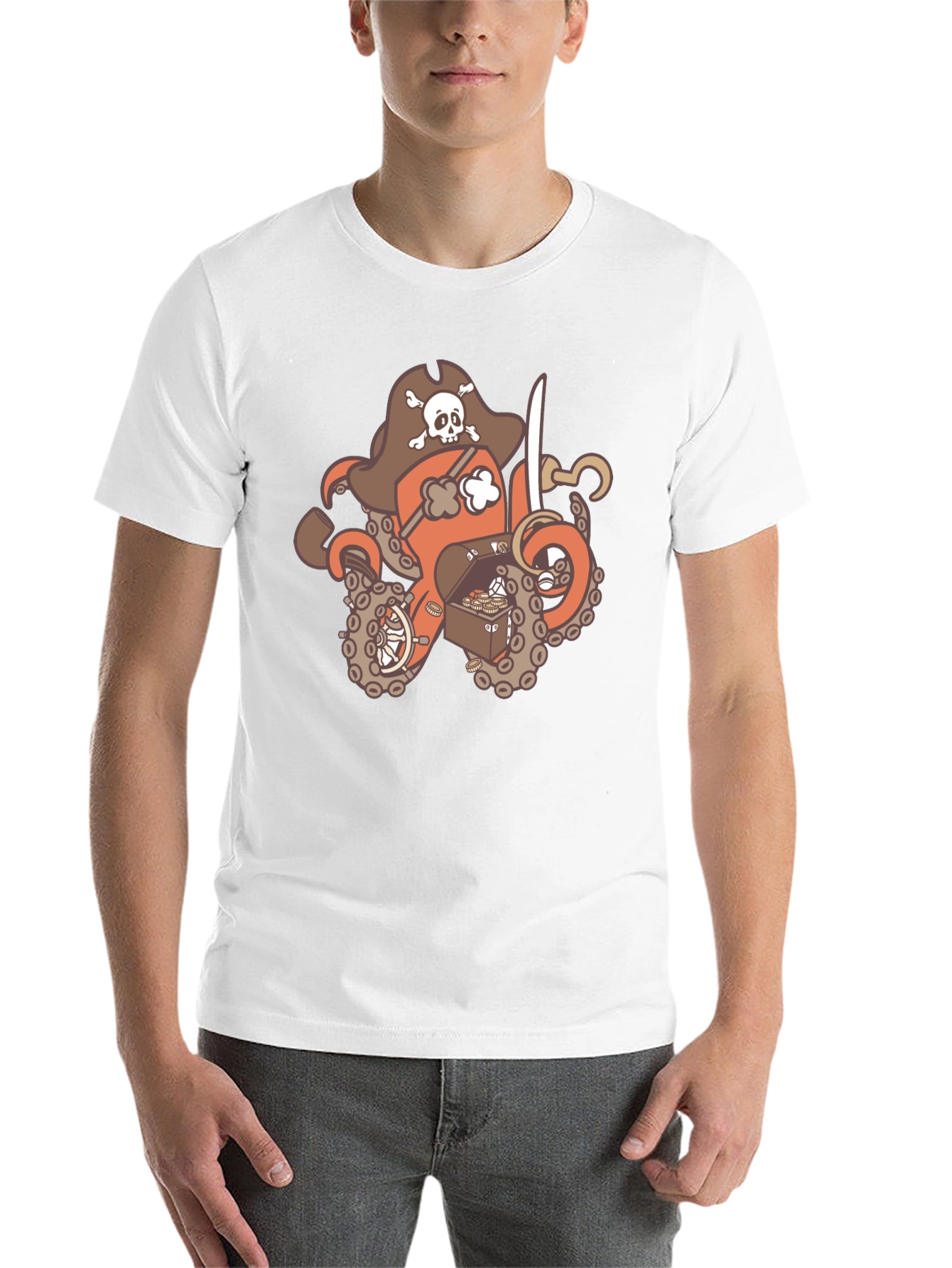 Black Pirate Octopus Graphic T-Shirt - Black view 14