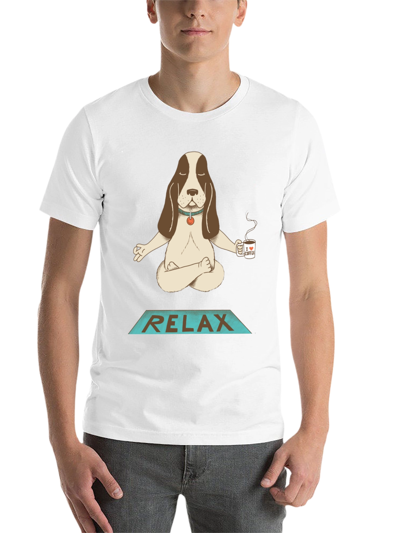 Black Relax Dog Meditation T-Shirt view 14
