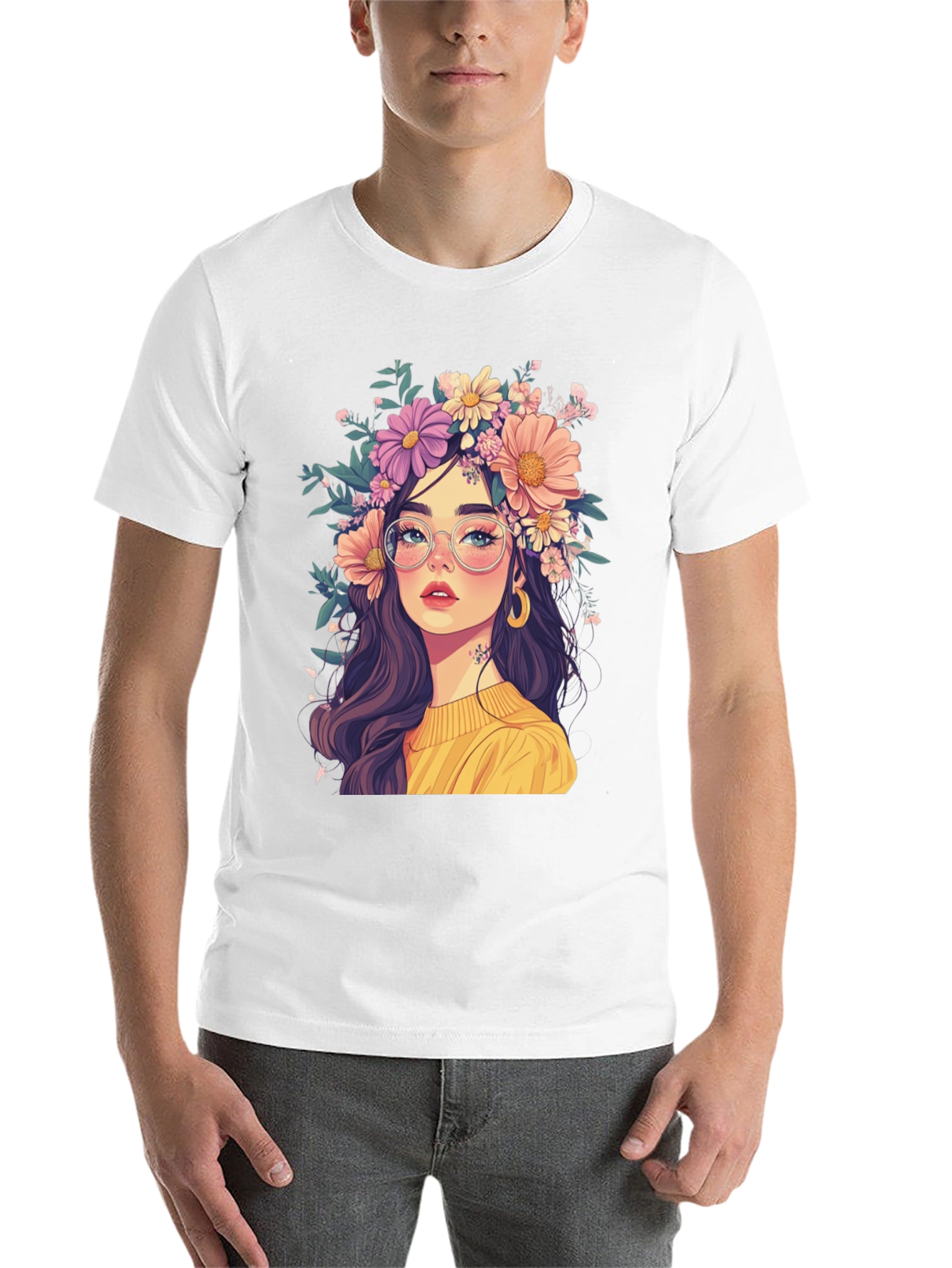 Black Floral Crown Graphic Tee - Stylish & Unique view 14