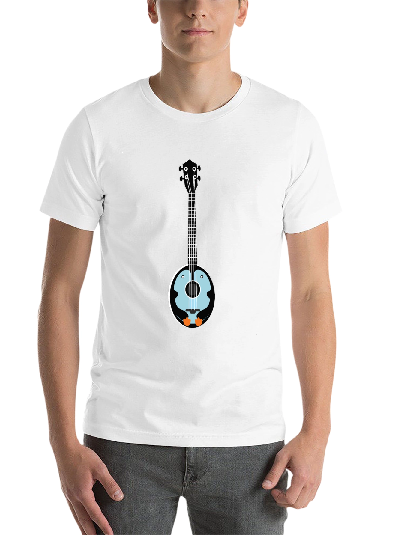 Black Penguin Banjo T-Shirt - Novelty Graphic Tee view 14