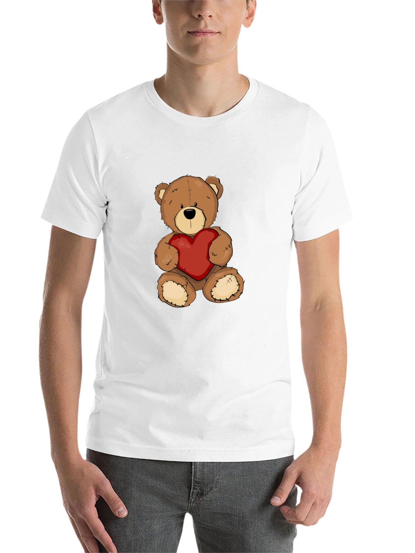 Black Teddy Bear Heart Graphic Tee - Men's Black T-Shirt view 14
