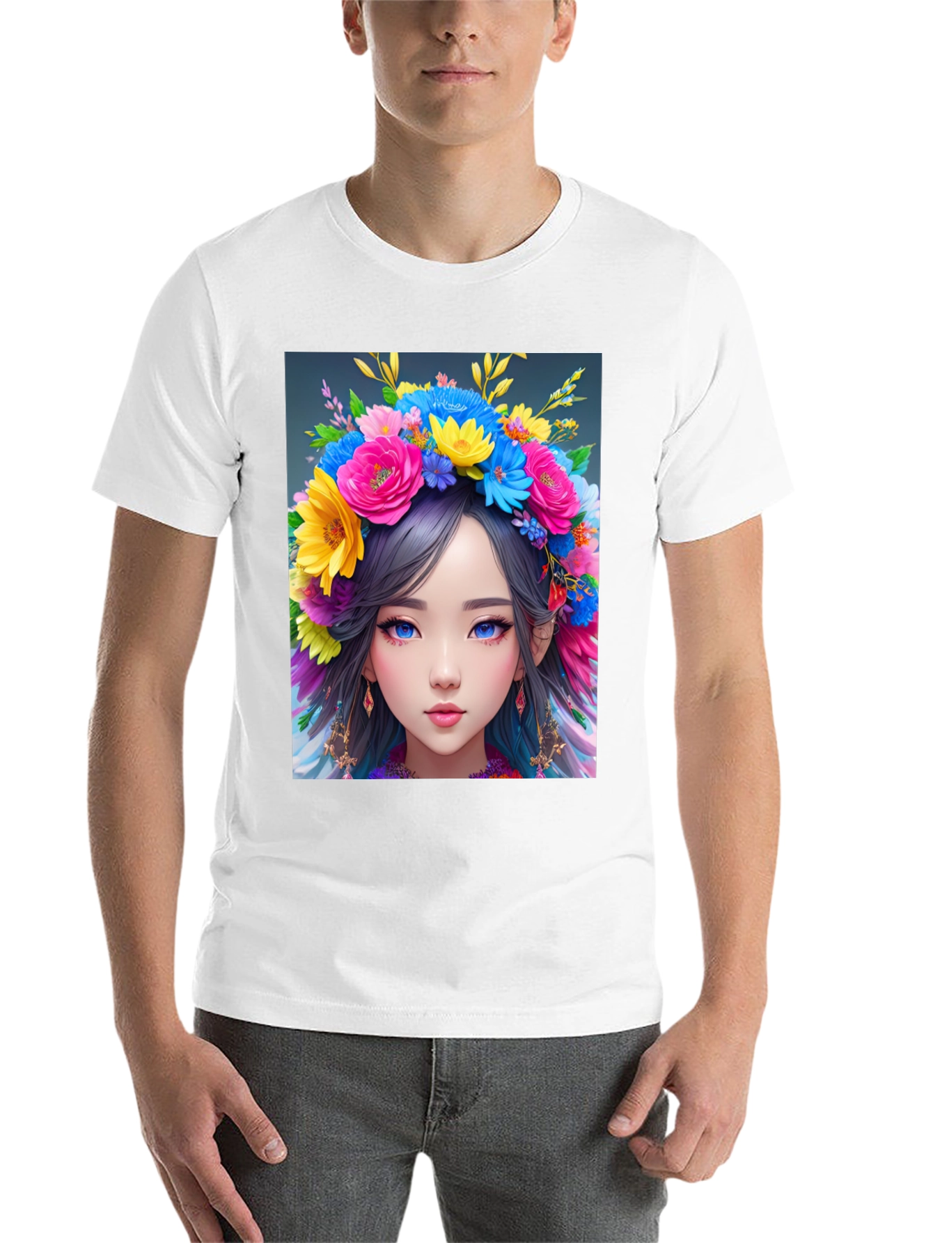 Black Floral Crown Girl Graphic T-Shirt view 14