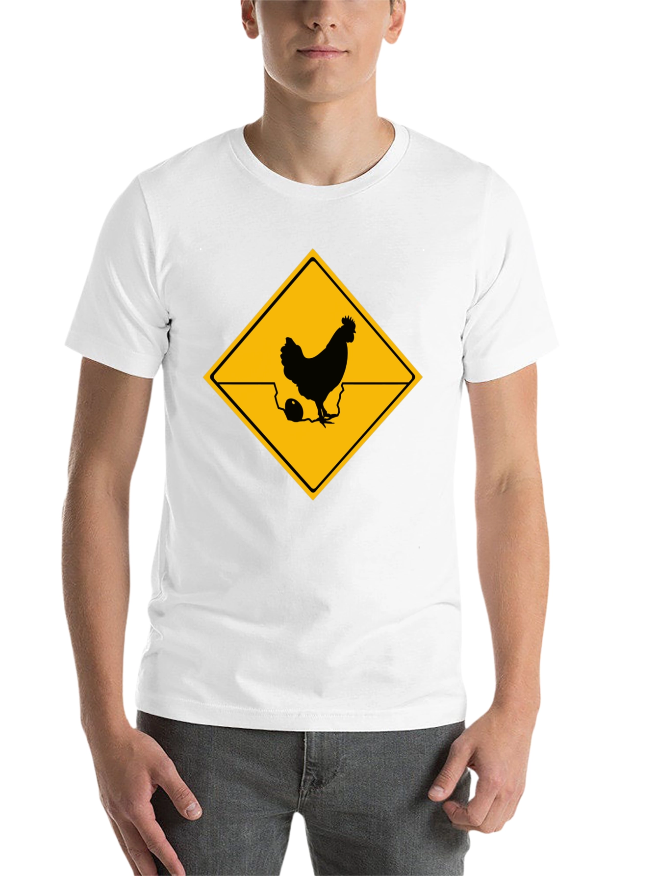 Black Chicken Crossing T-Shirt - Novelty Graphic Tee view 14